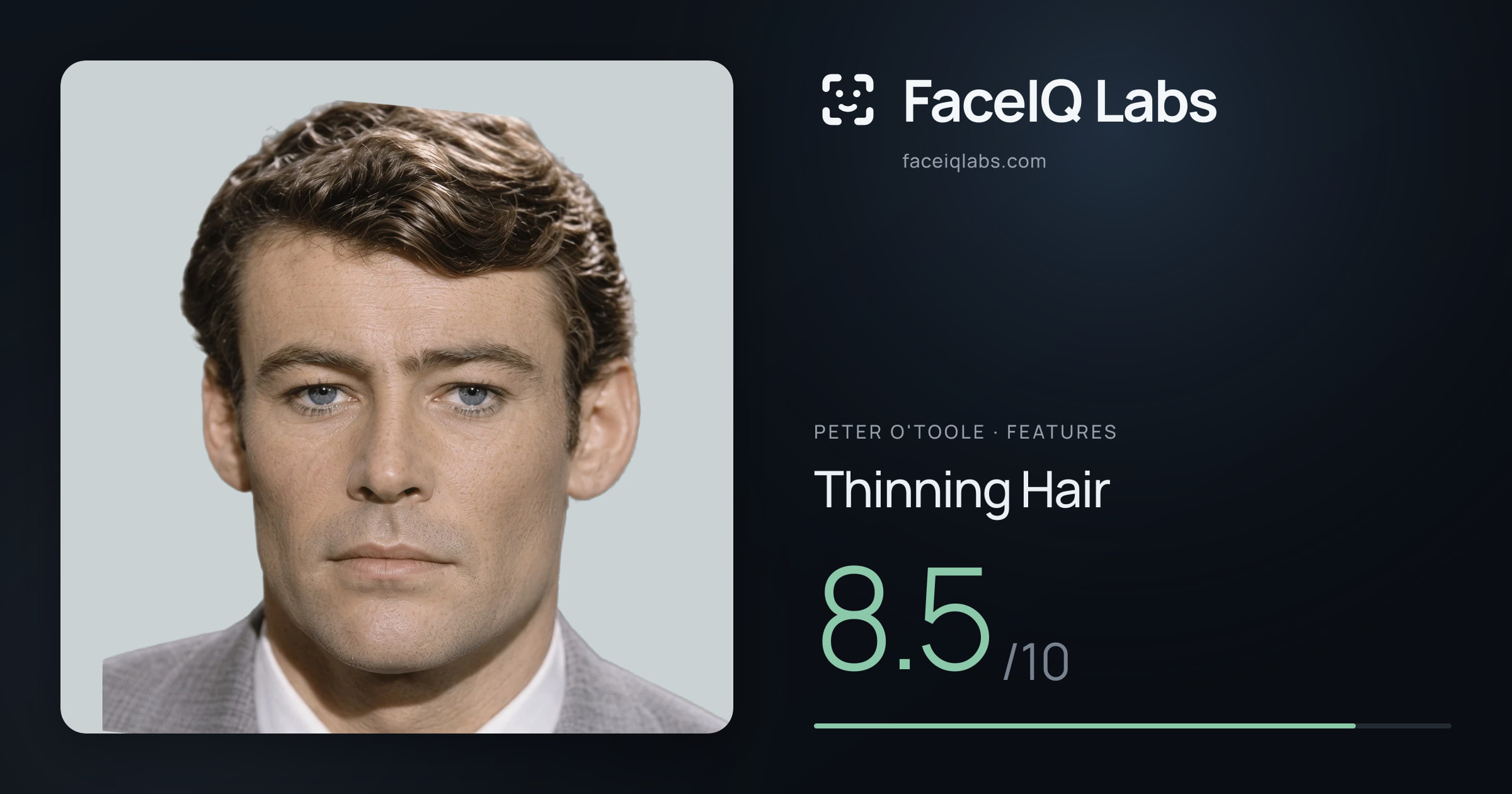 Peter O'Toole Thinning Hair: 8.5/10, drawn on the photo