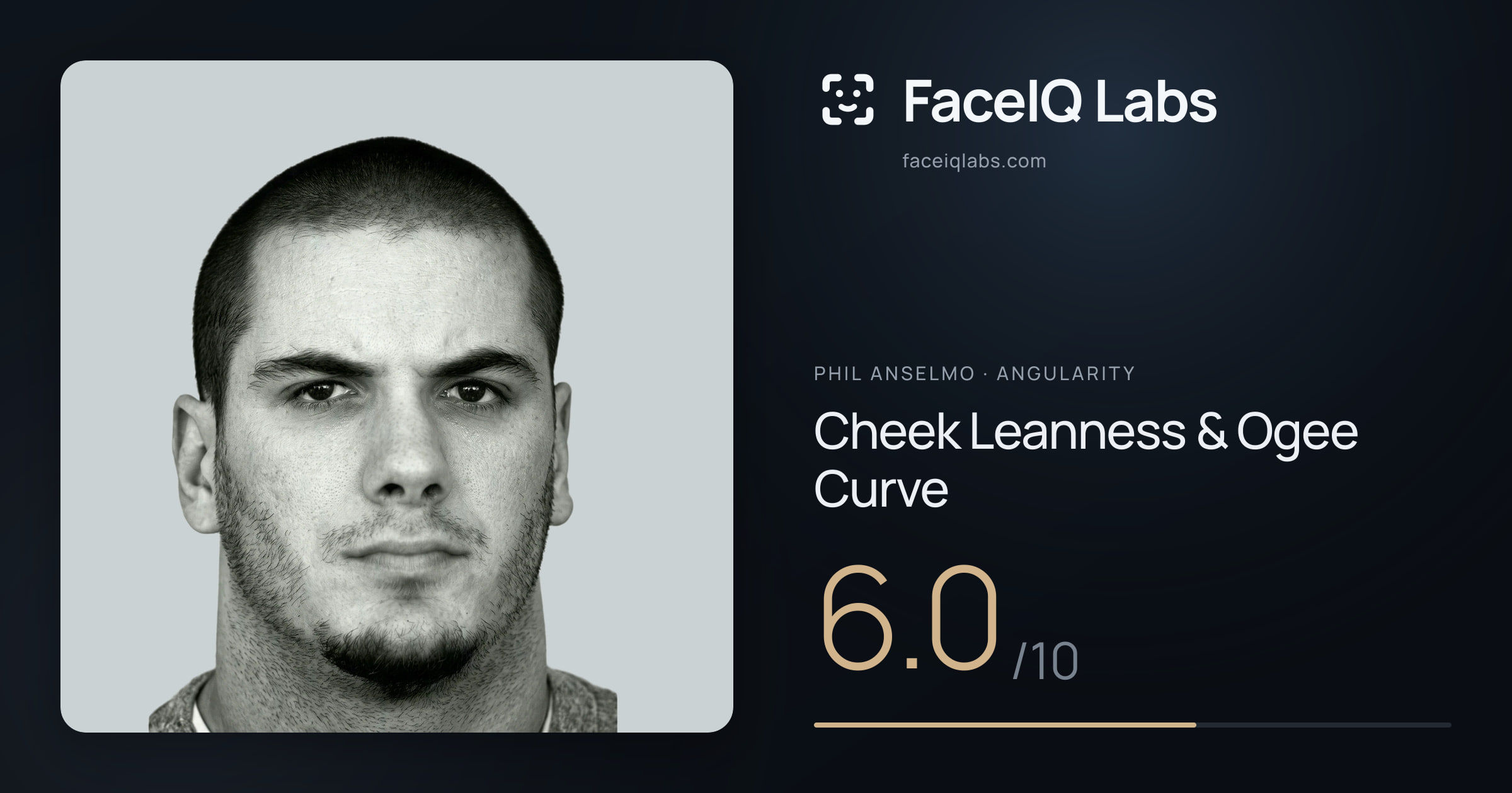 Phil Anselmo Cheek Leanness & Ogee Curve: 6.0/10, drawn on the photo
