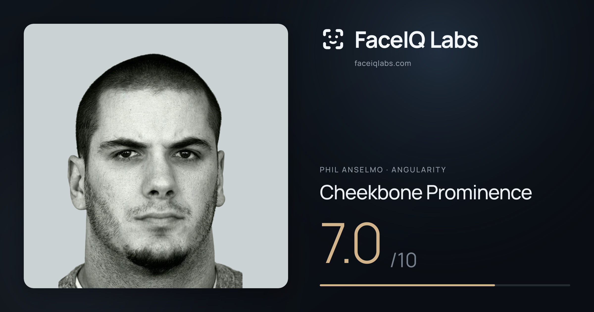 Phil Anselmo Cheekbone Prominence: 7.0/10, drawn on the photo