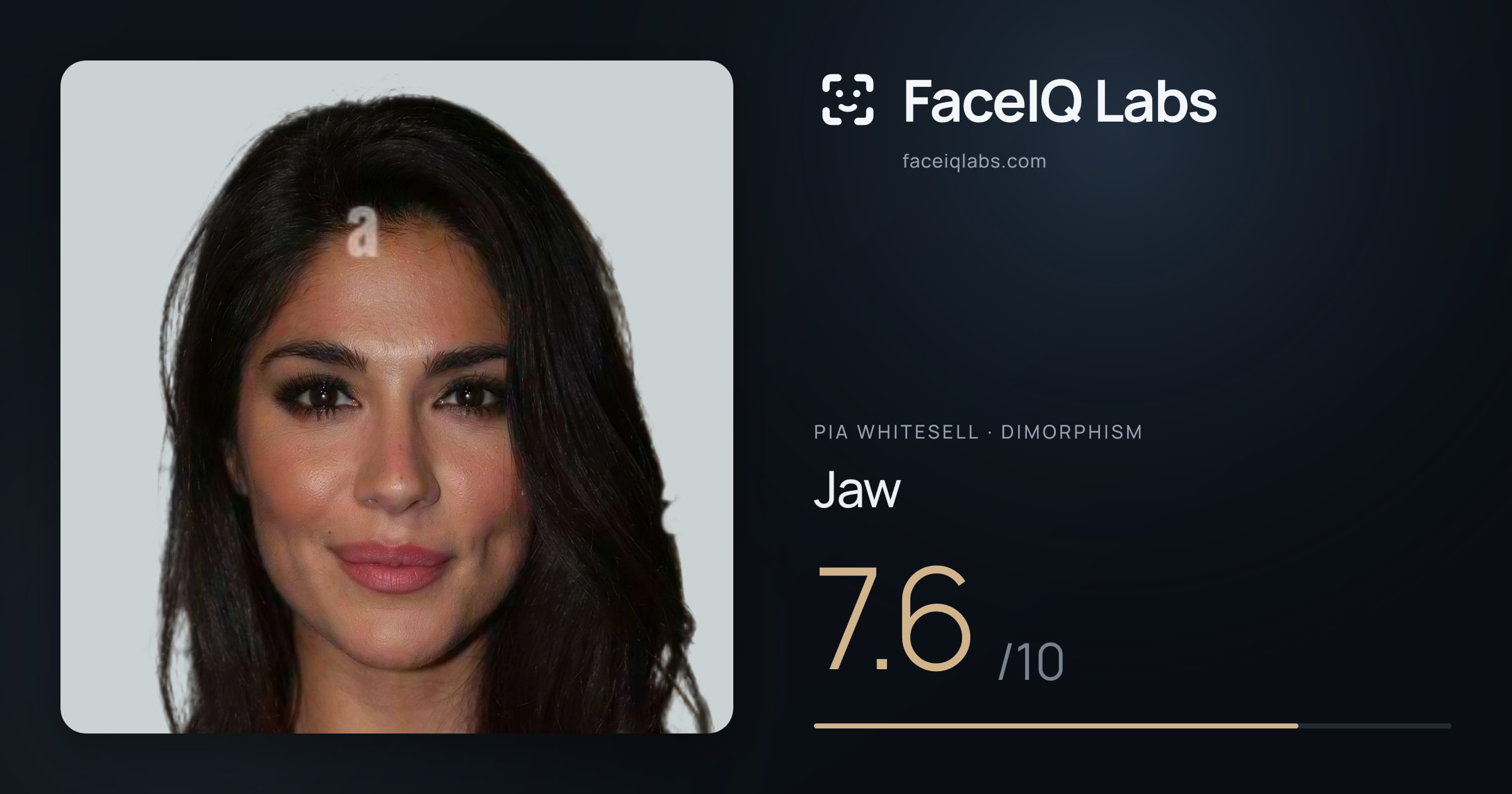Pia Whitesell Jaw: 7.6/10, drawn on the photo