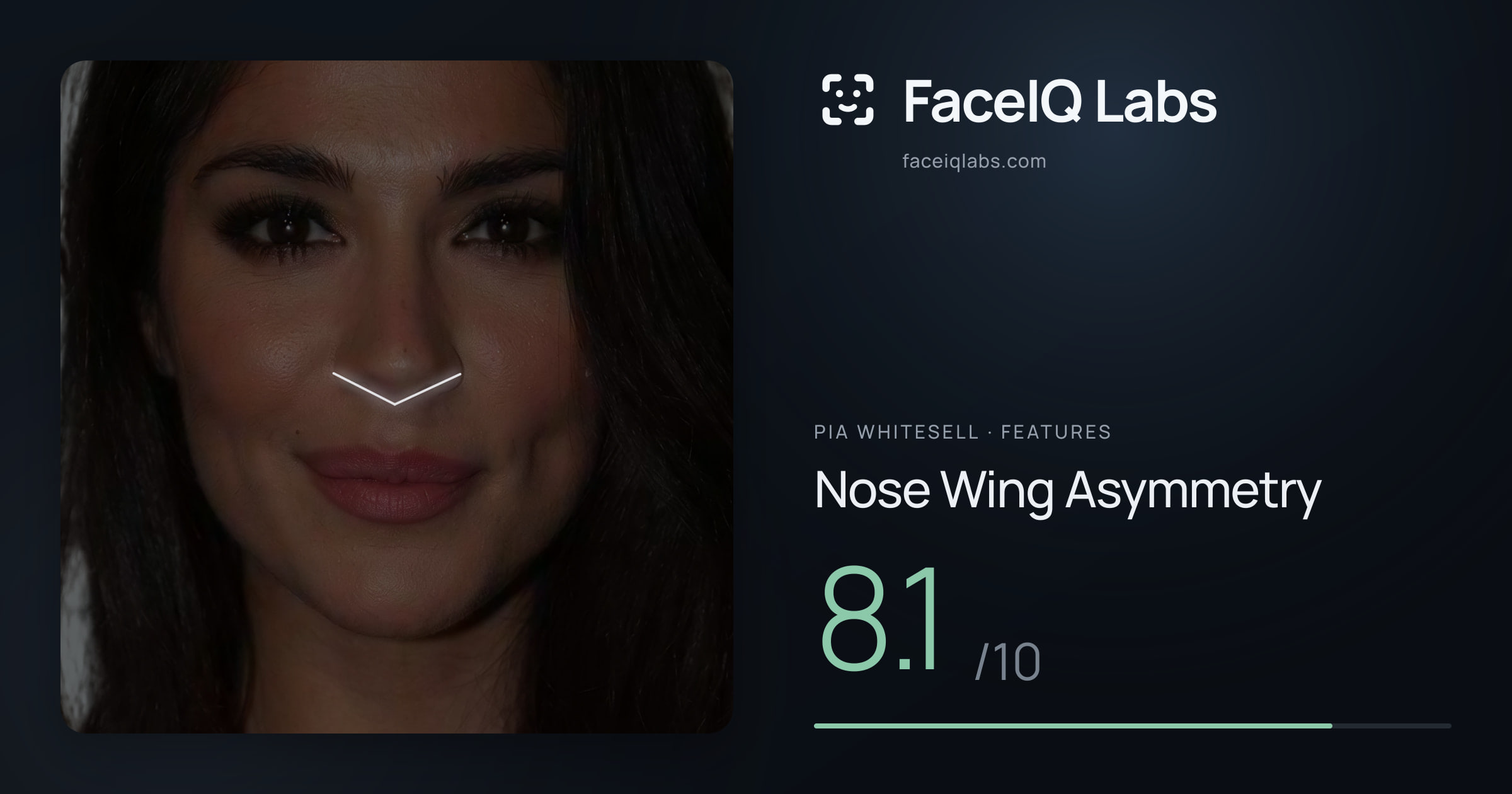 Pia Whitesell Nose Wing Asymmetry: 8.1/10, drawn on the photo