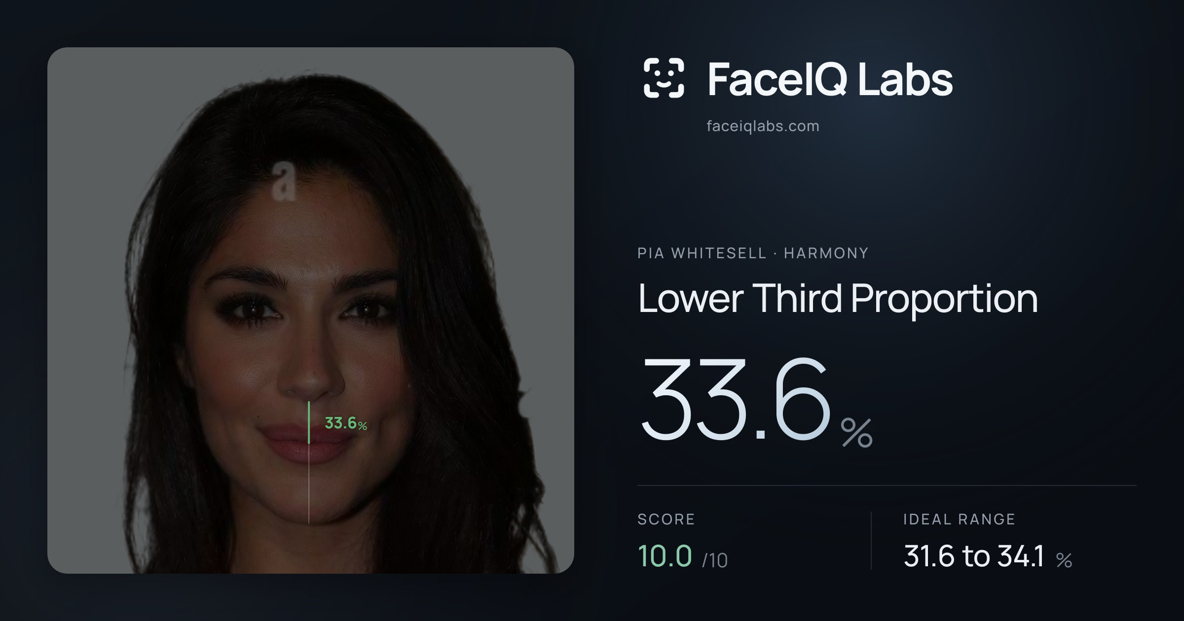 Pia Whitesell Lower Third Proportion: 33.6%, drawn on the photo