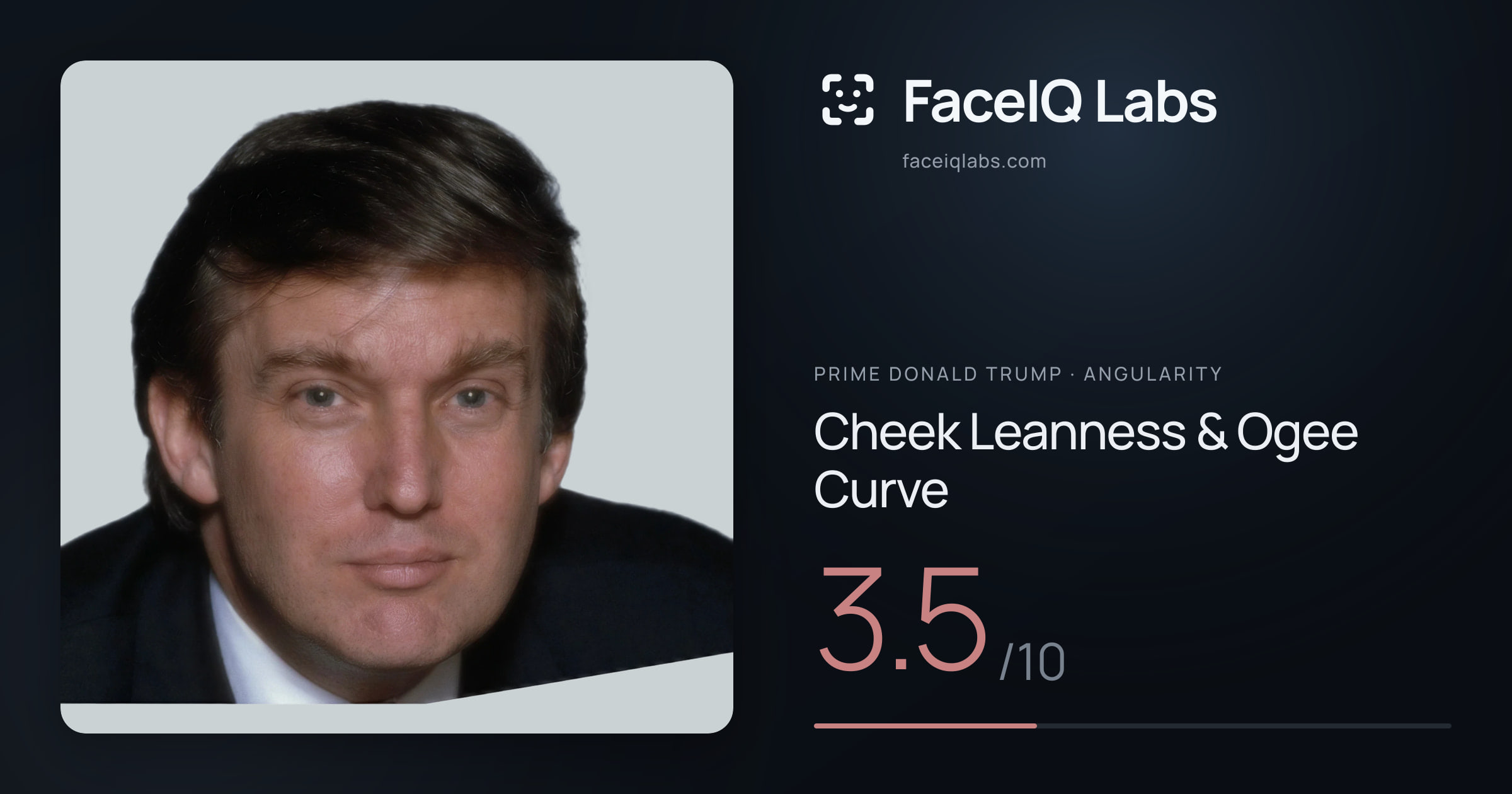 Prime Donald Trump Cheek Leanness & Ogee Curve: 3.5/10, drawn on the photo