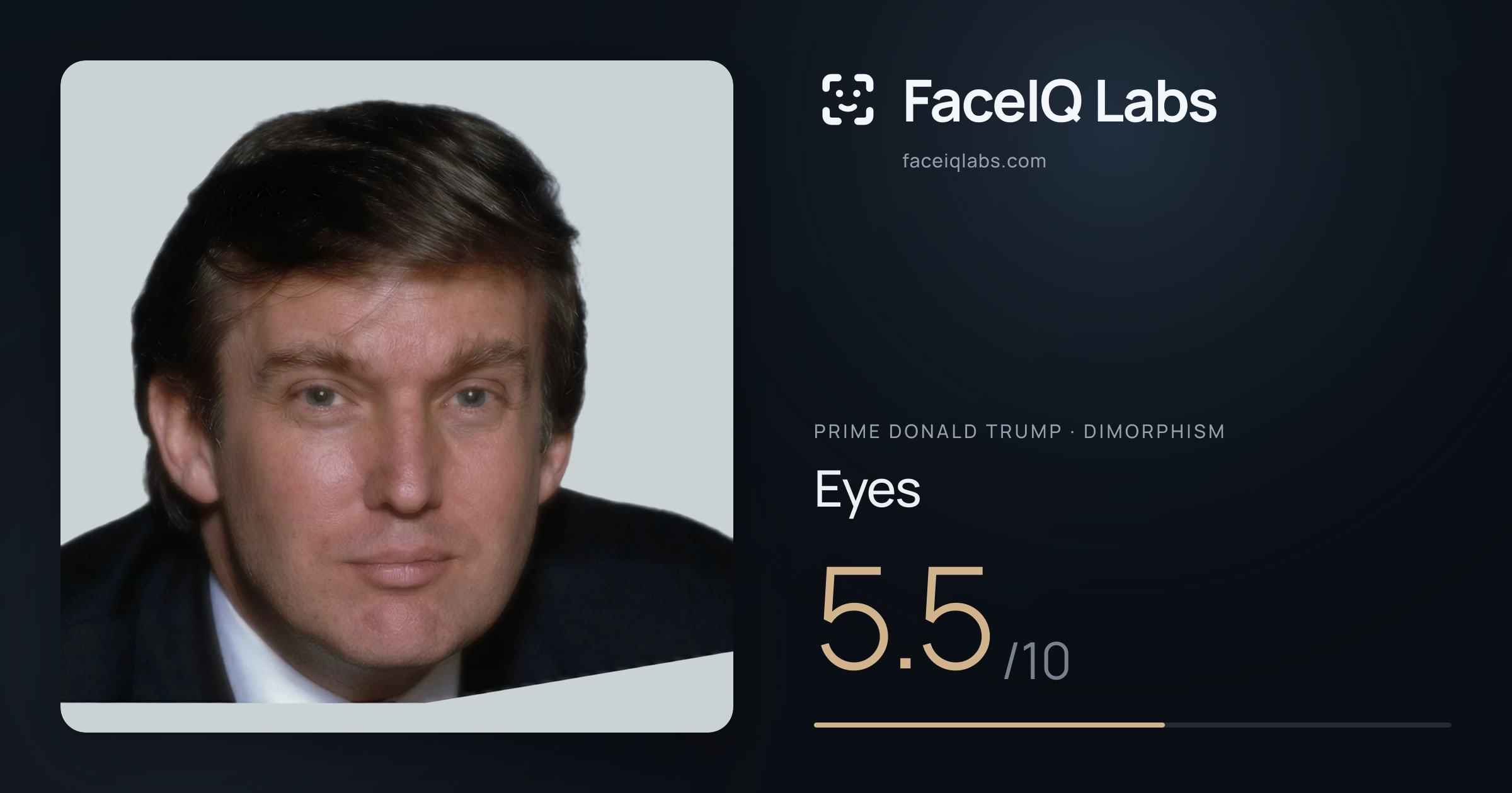 Prime Donald Trump Eyes: 5.5/10, drawn on the photo