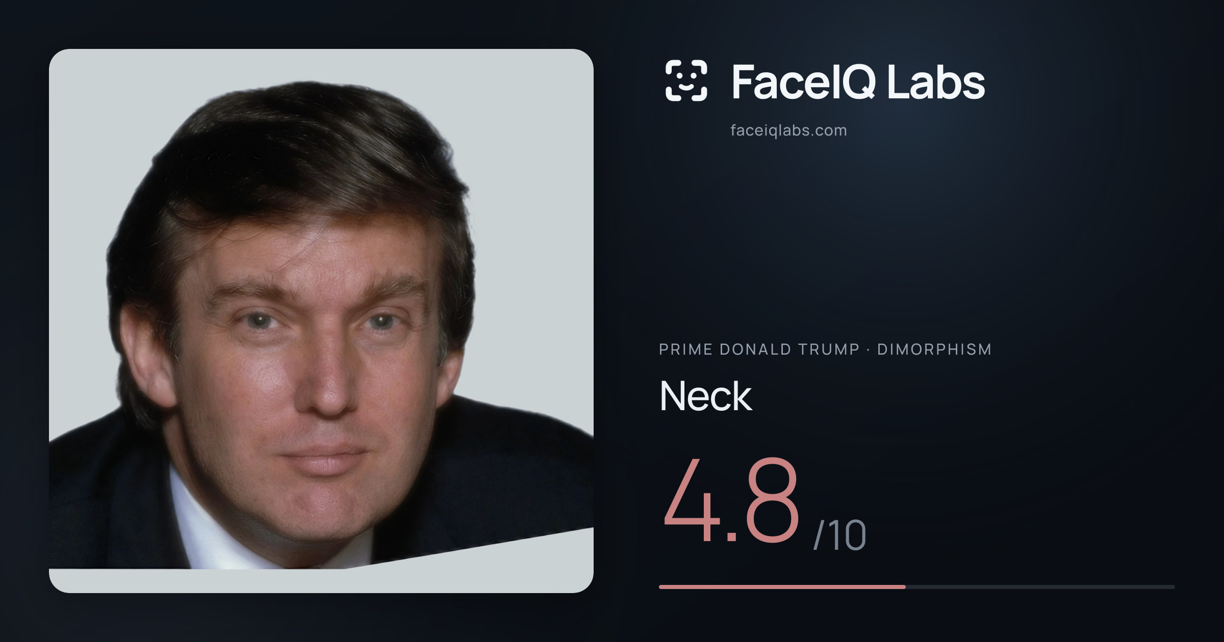 Prime Donald Trump Neck: 4.8/10, drawn on the photo