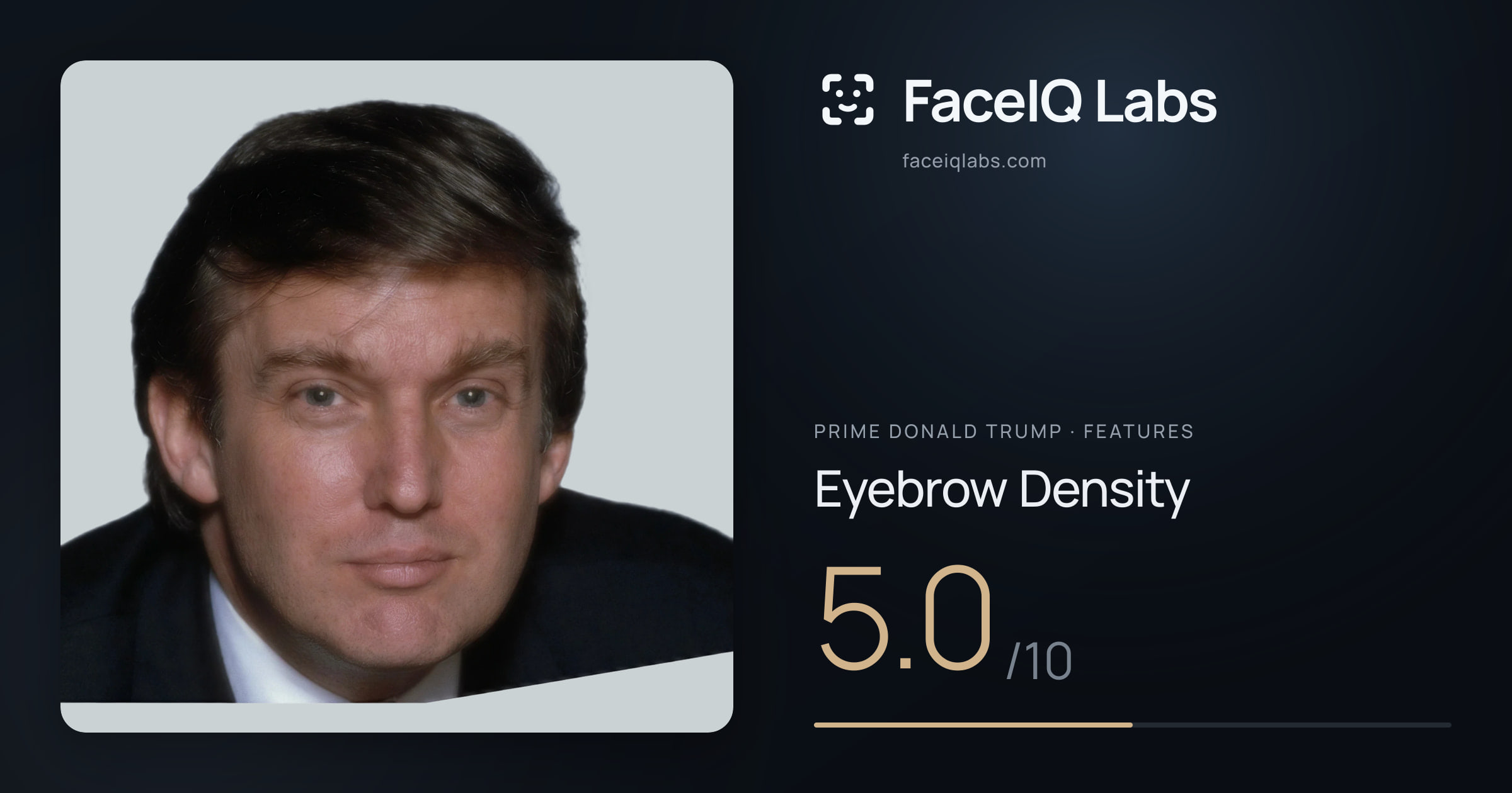 Prime Donald Trump Eyebrow Density: 5.0/10, drawn on the photo