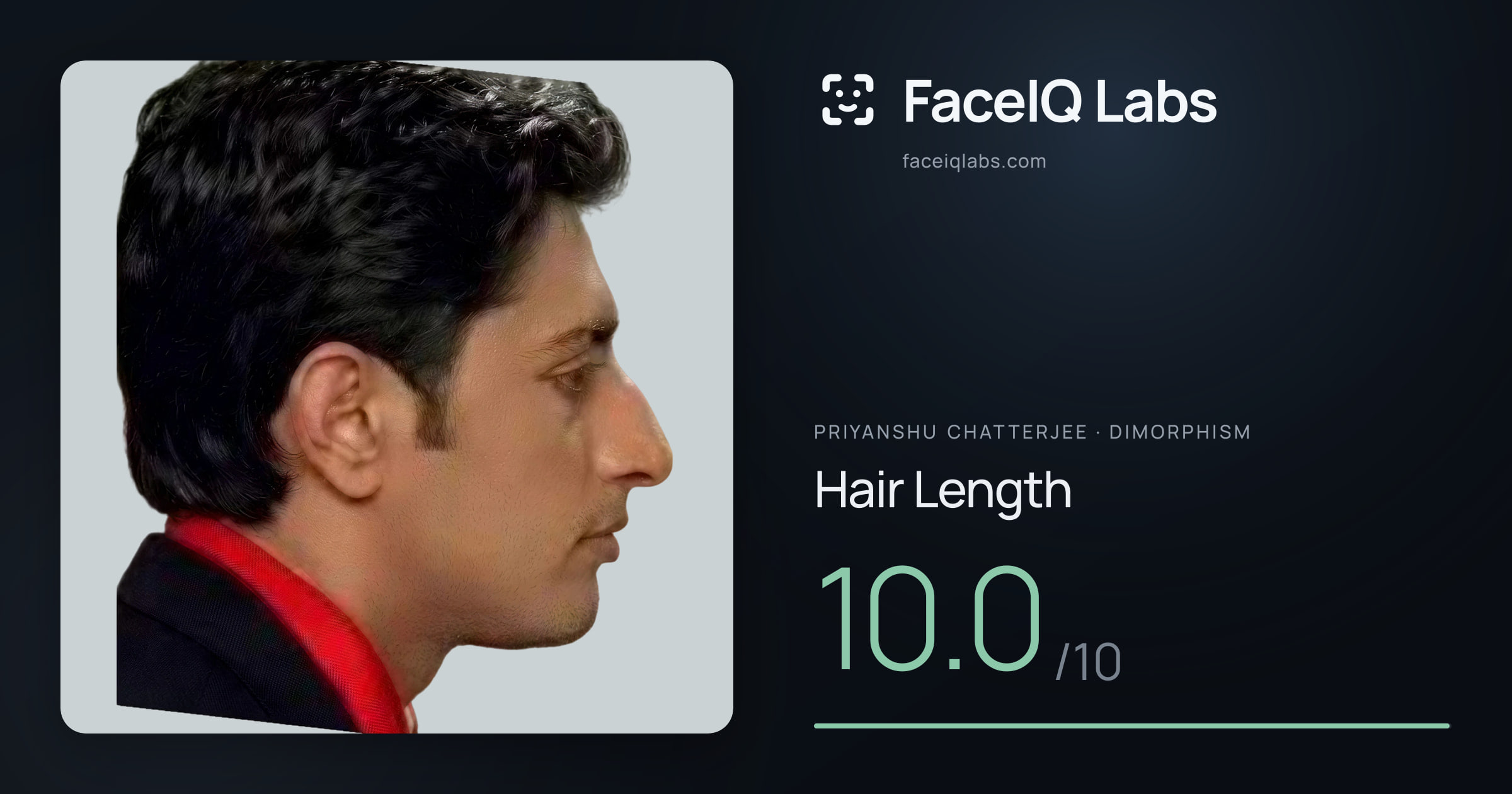 Priyanshu Chatterjee Hair Length: 10.0/10, drawn on the photo