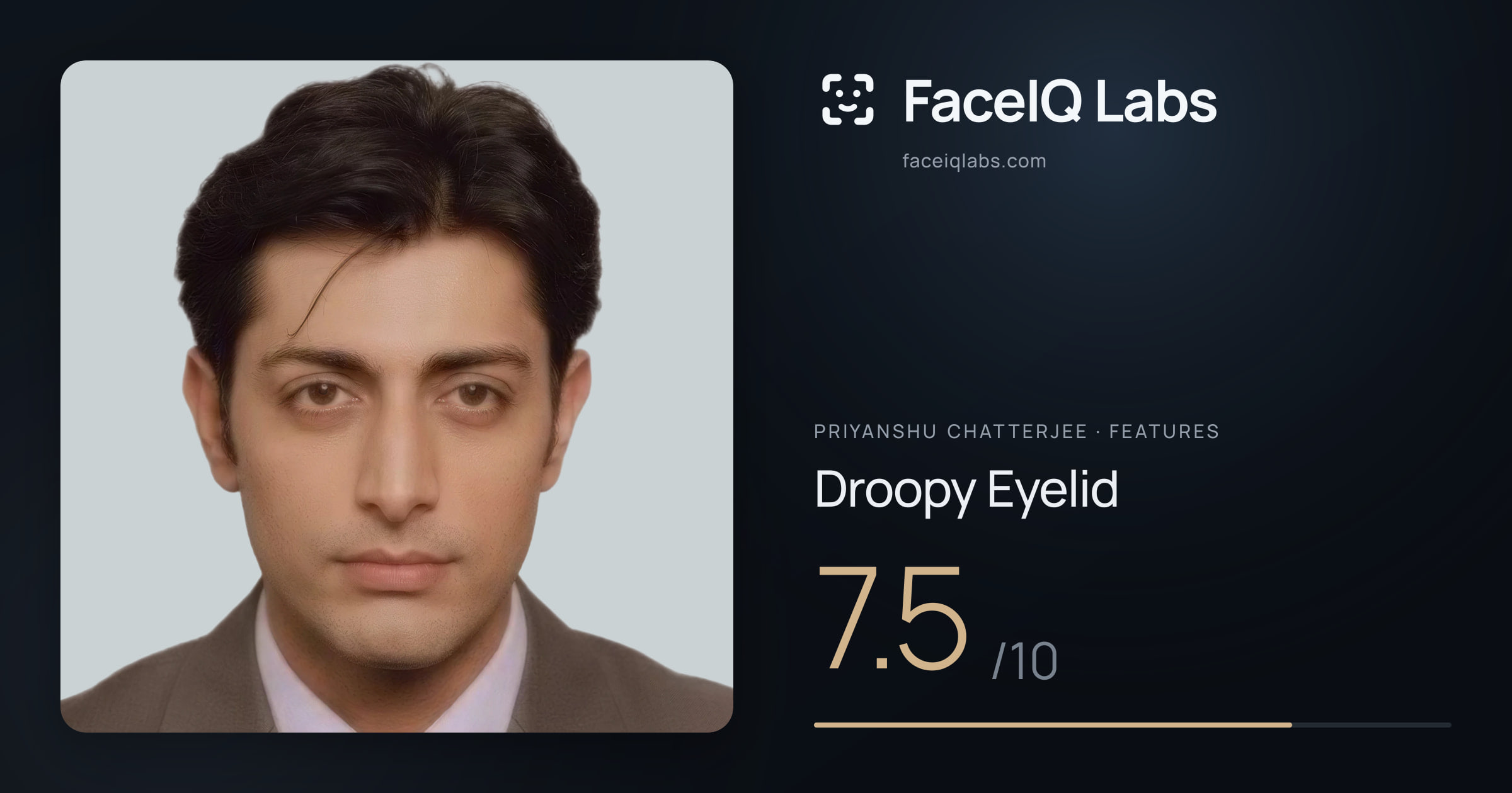 Priyanshu Chatterjee Droopy Eyelid: 7.5/10, drawn on the photo