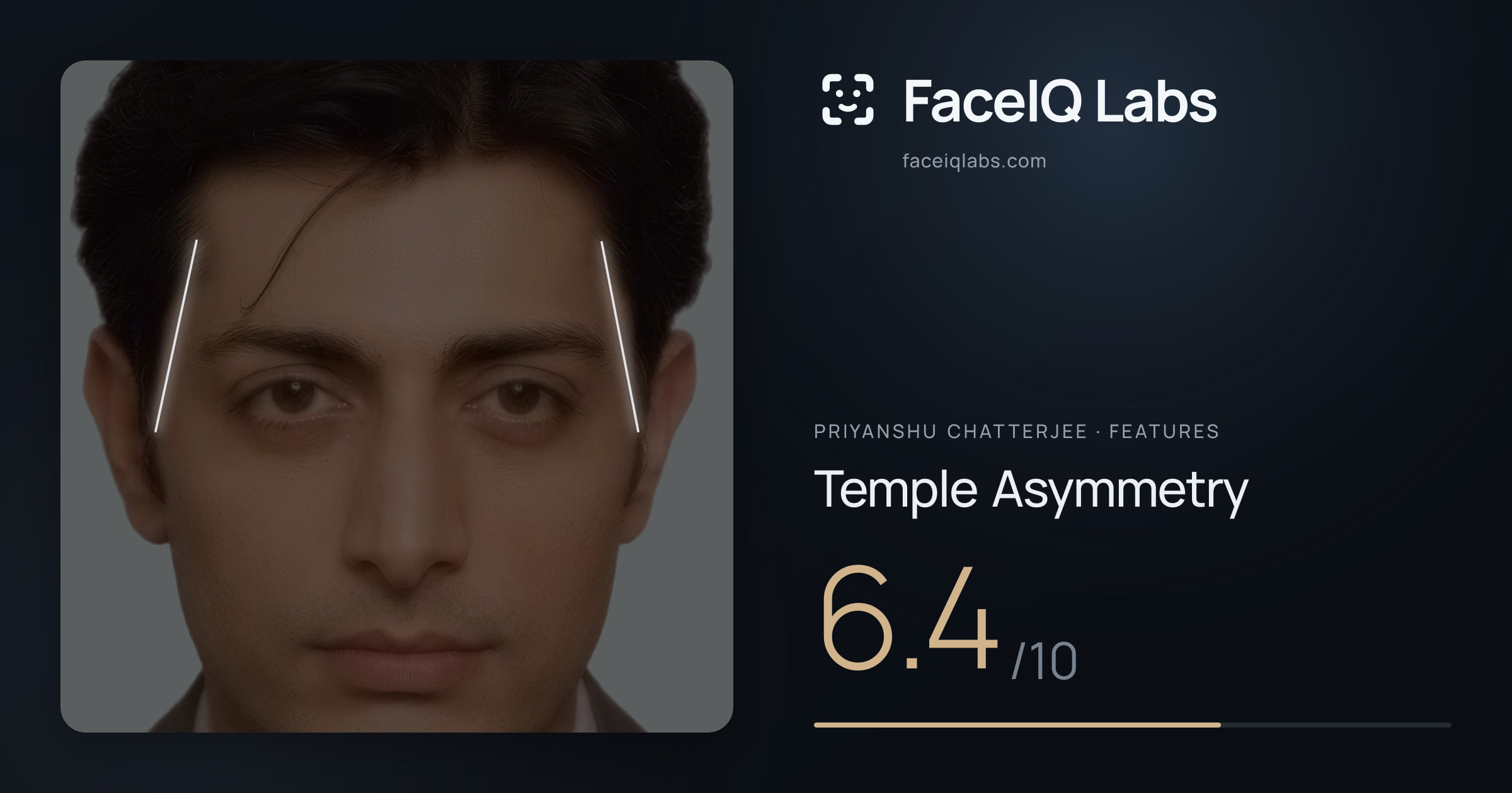 Priyanshu Chatterjee Temple Asymmetry: 6.4/10, drawn on the photo