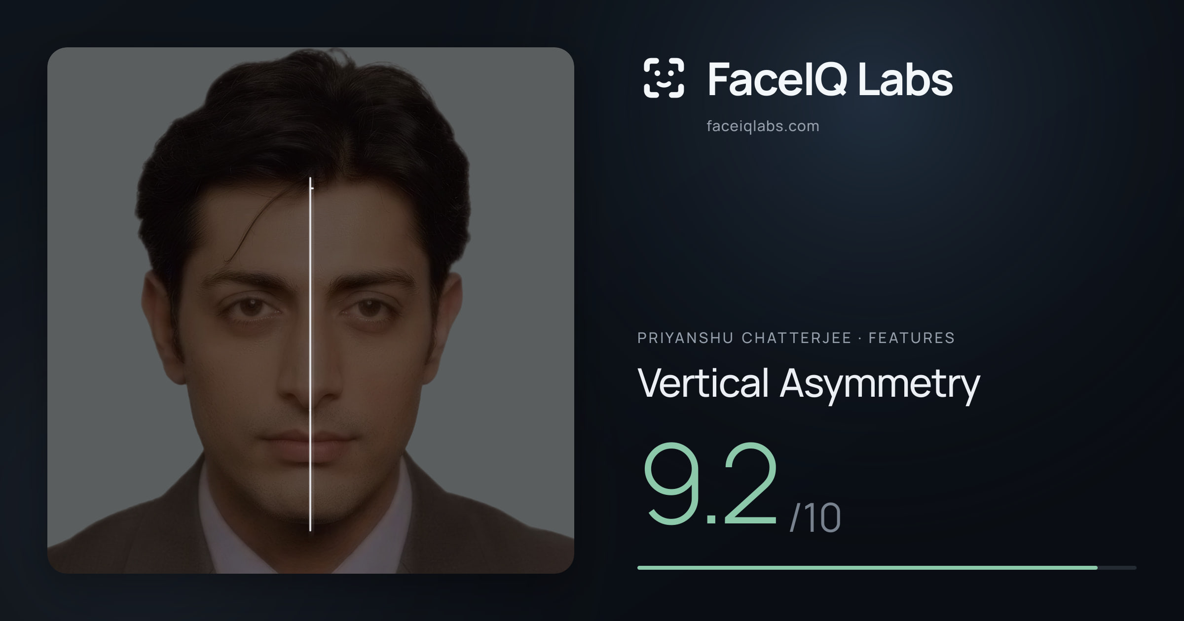 Priyanshu Chatterjee Vertical Asymmetry: 9.2/10, drawn on the photo