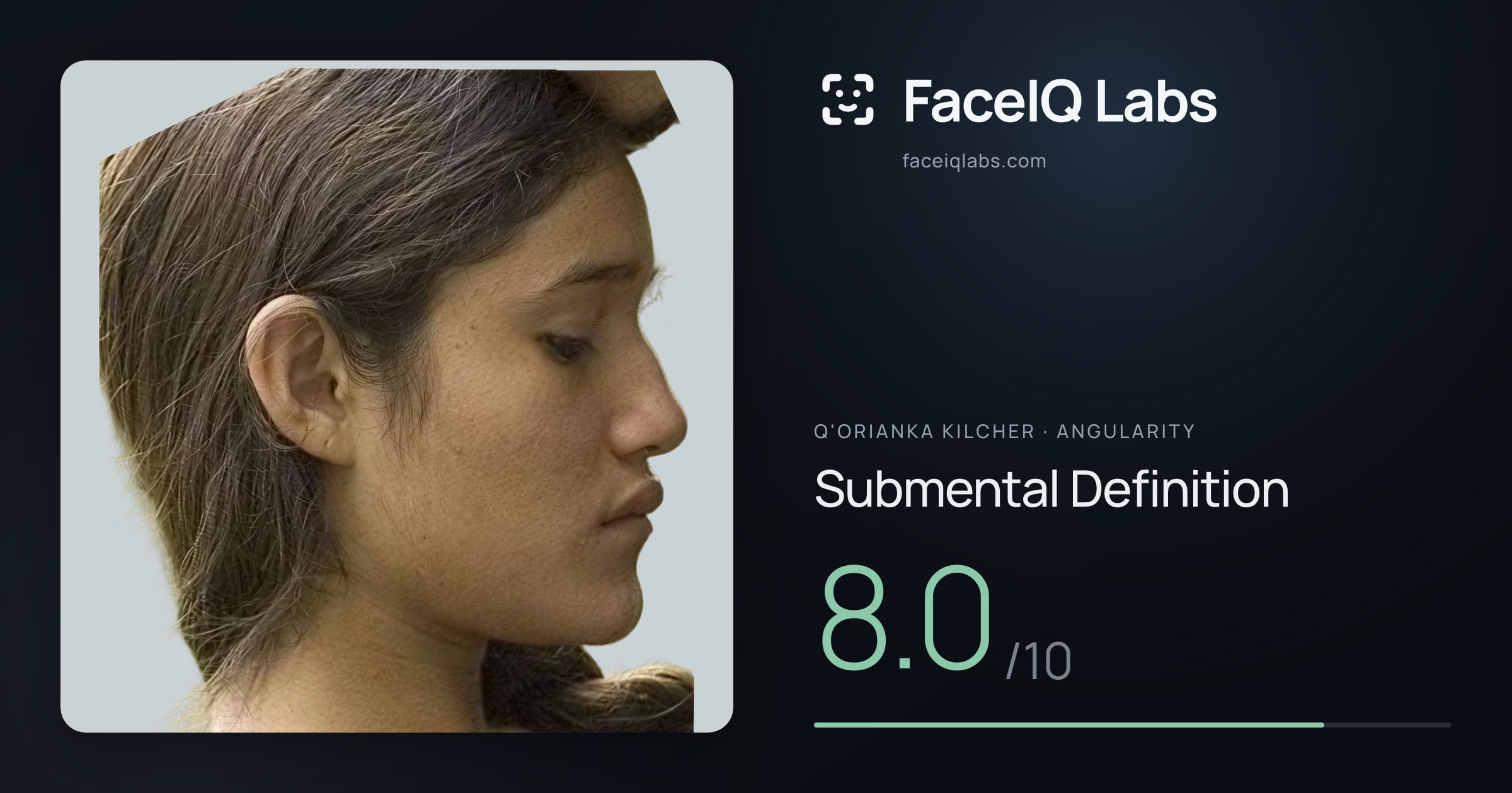 Q'orianka Kilcher Submental Definition: 8.0/10, drawn on the photo
