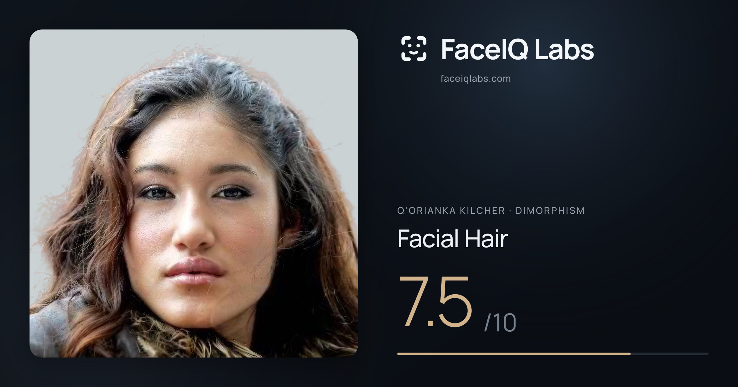Q'orianka Kilcher Facial Hair: 7.5/10, drawn on the photo