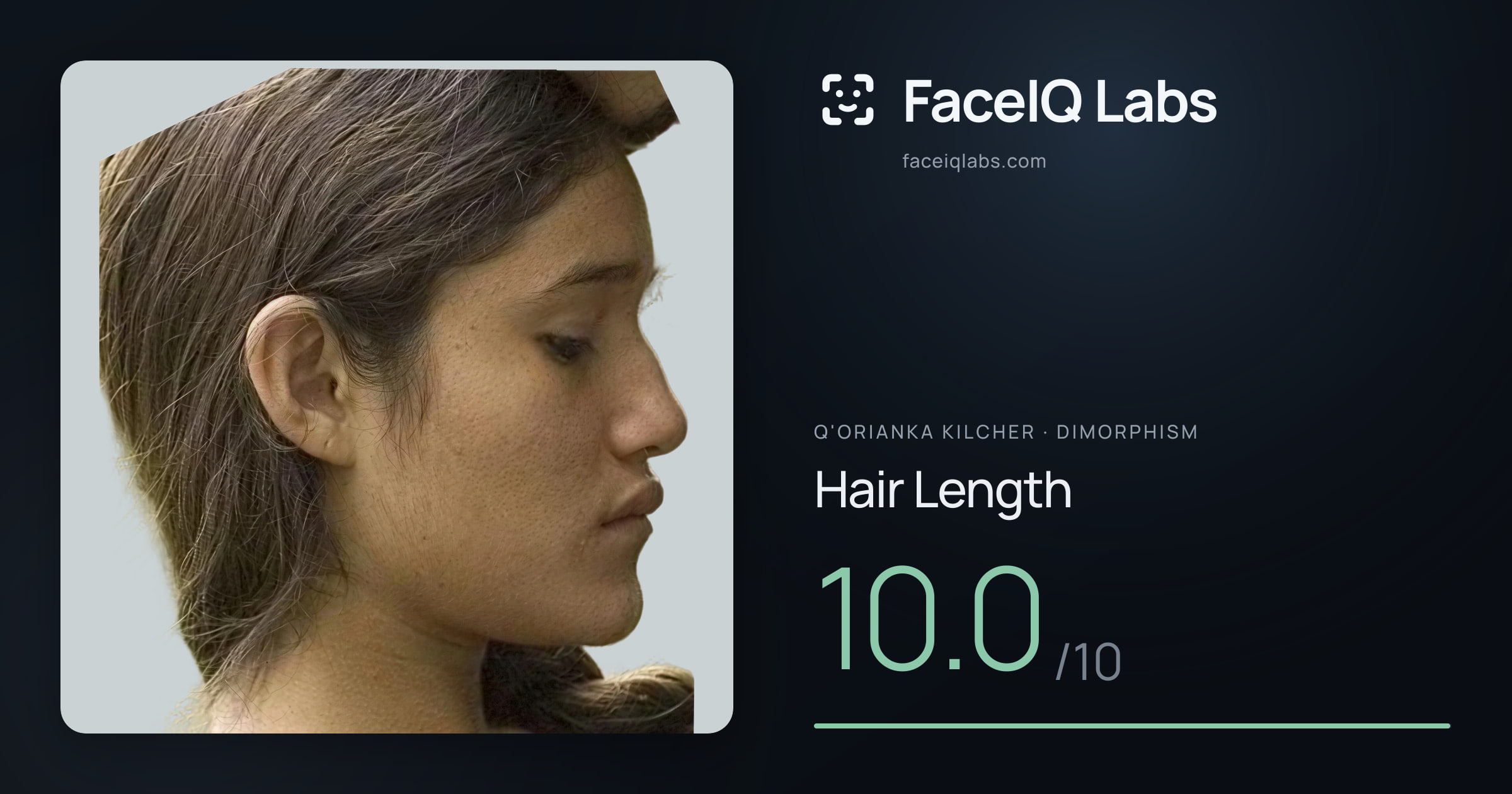 Q'orianka Kilcher Hair Length: 10.0/10, drawn on the photo