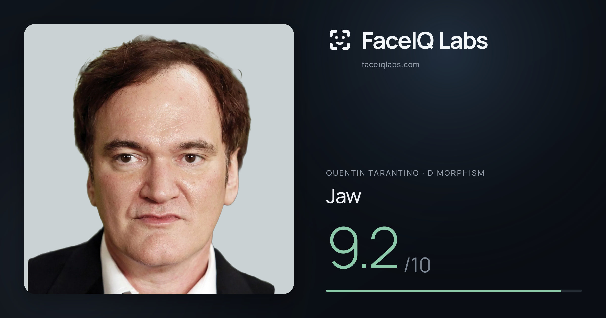 Quentin Tarantino Jaw: 9.2/10, drawn on the photo