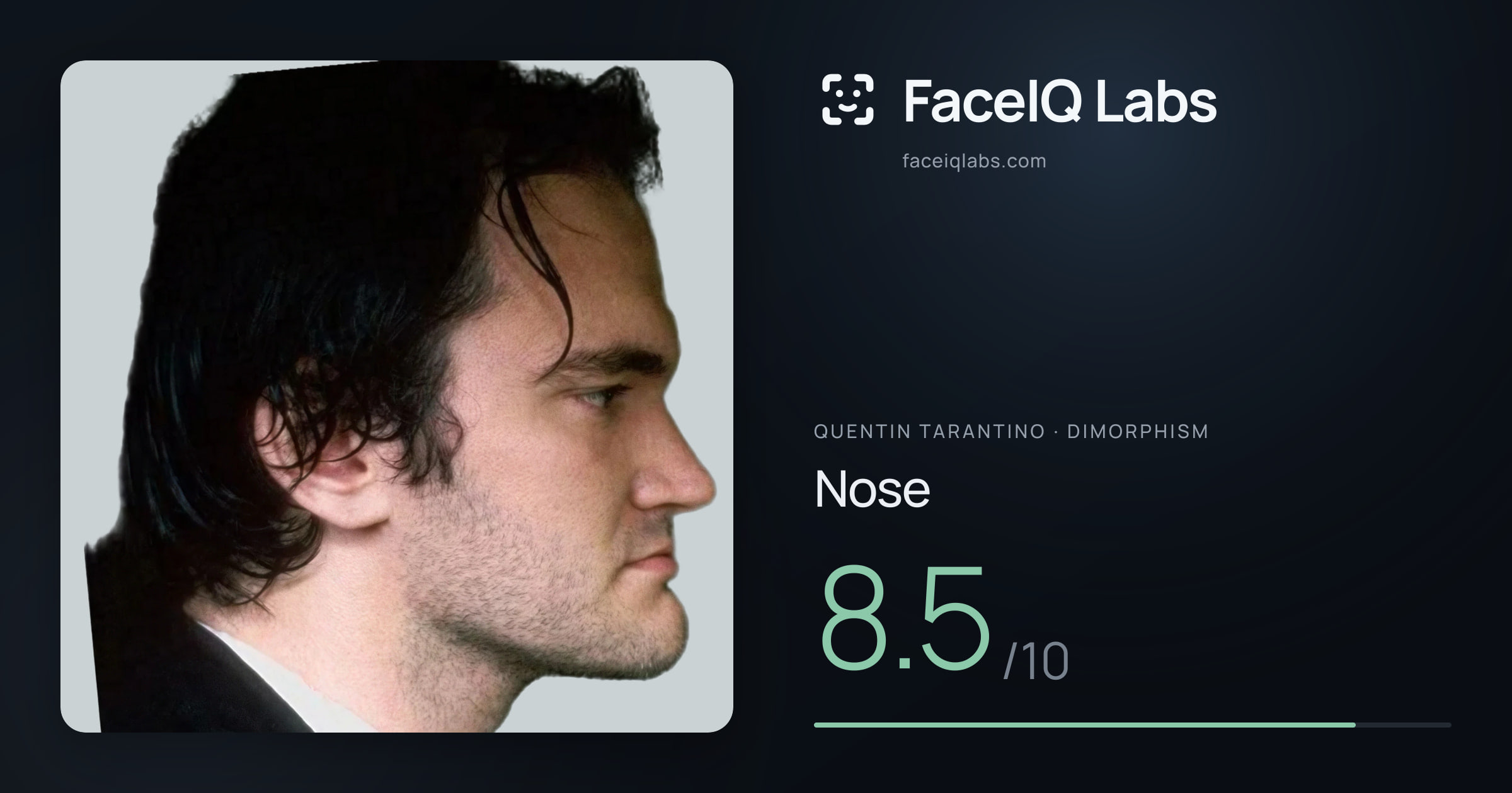 Quentin Tarantino Nose: 8.5/10, drawn on the photo