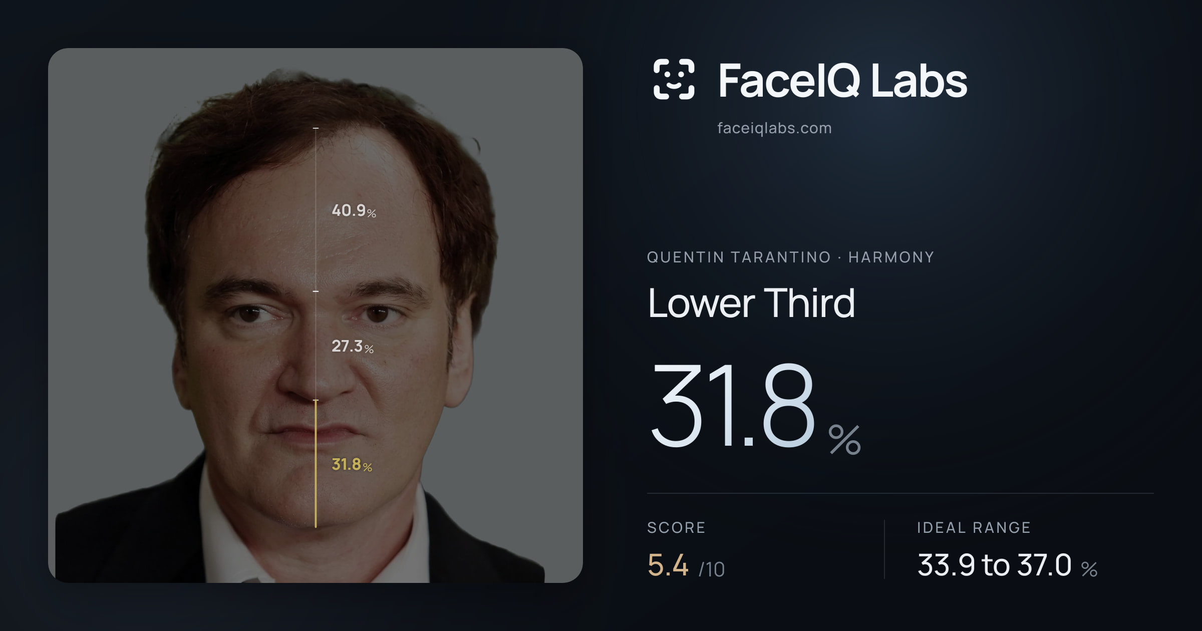 Quentin Tarantino Lower Third: 31.8%, drawn on the photo
