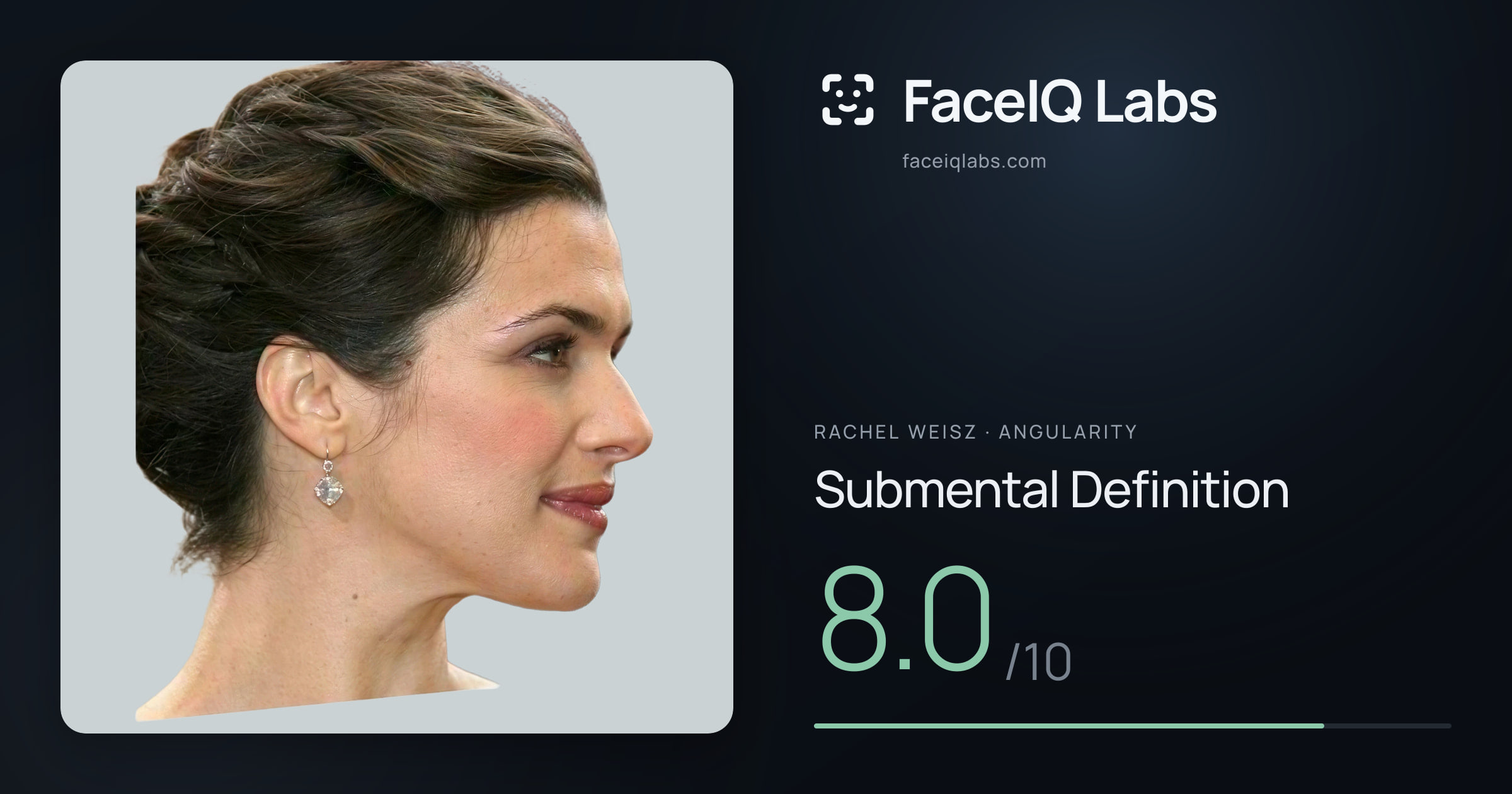 Rachel Weisz Submental Definition: 8.0/10, drawn on the photo