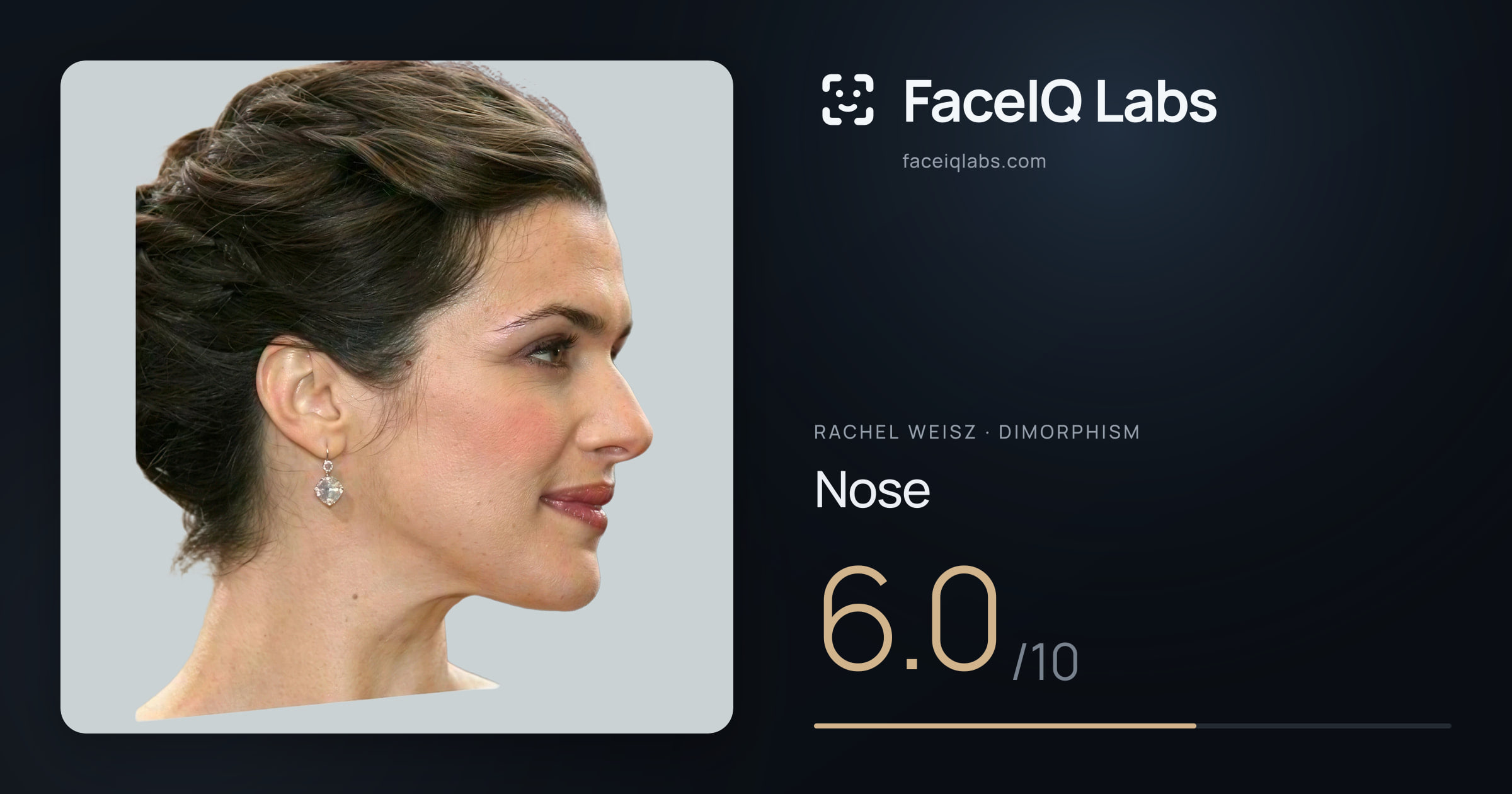 Rachel Weisz Nose: 6.0/10, drawn on the photo