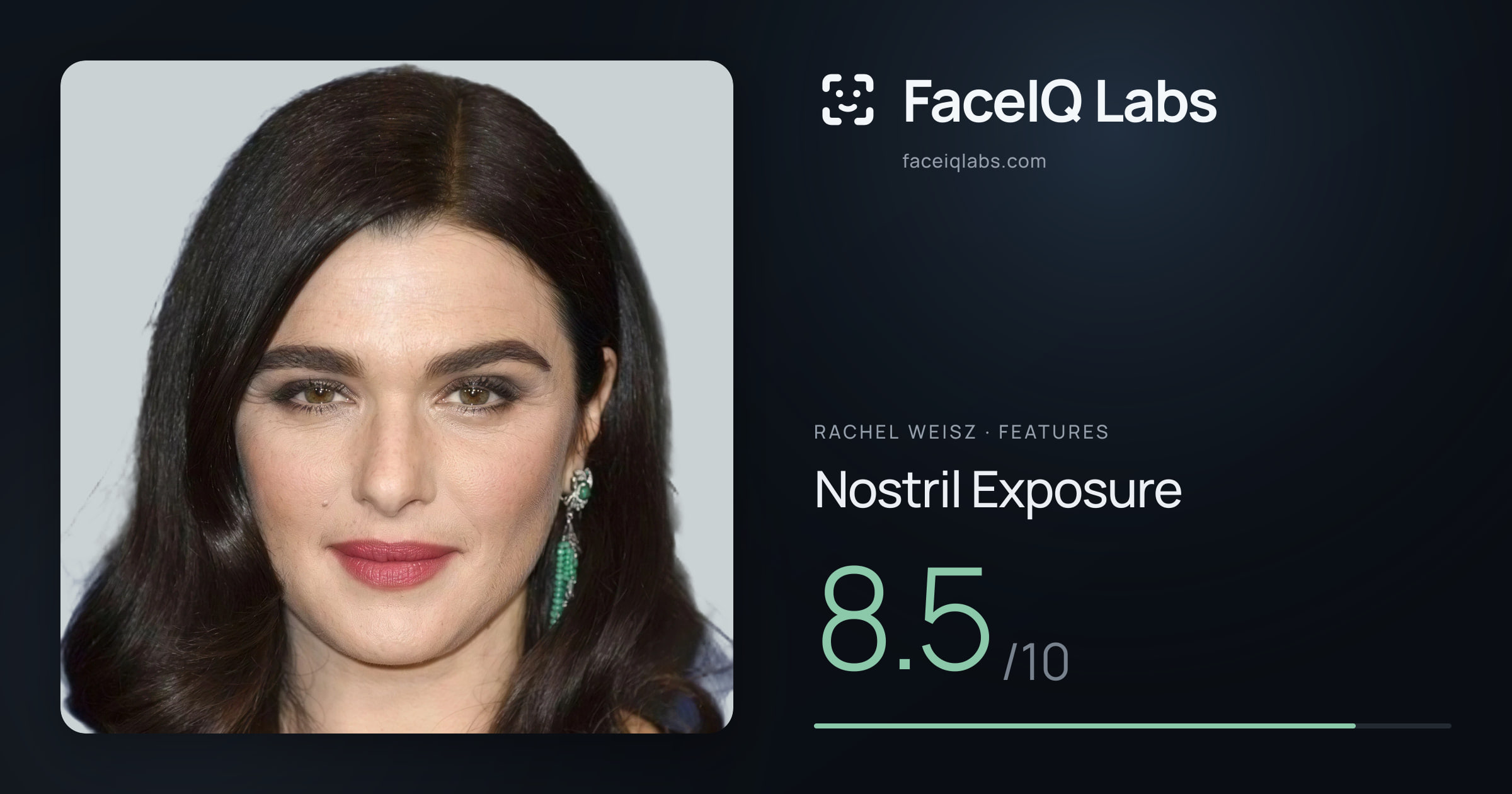 Rachel Weisz Nostril Exposure: 8.5/10, drawn on the photo