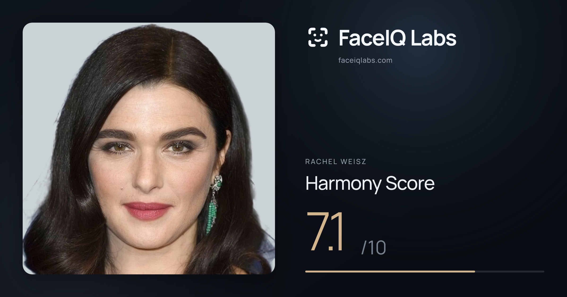Rachel Weisz Harmony: 7.1/10, with each ratio's score