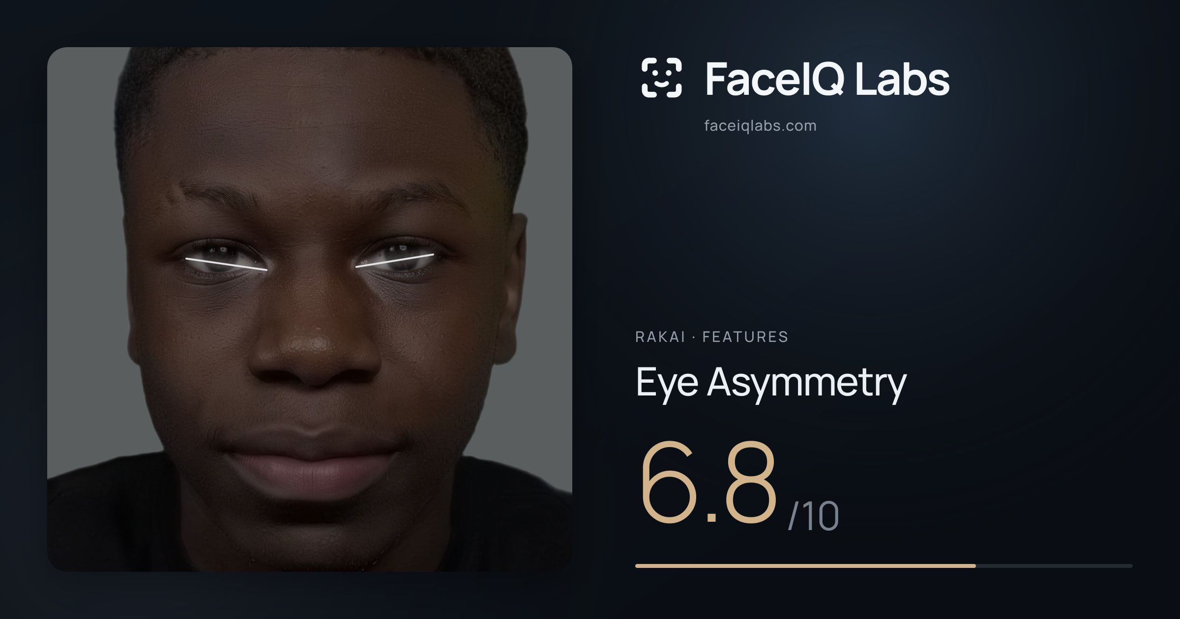 Rakai Eye Asymmetry: 6.8/10, drawn on the photo