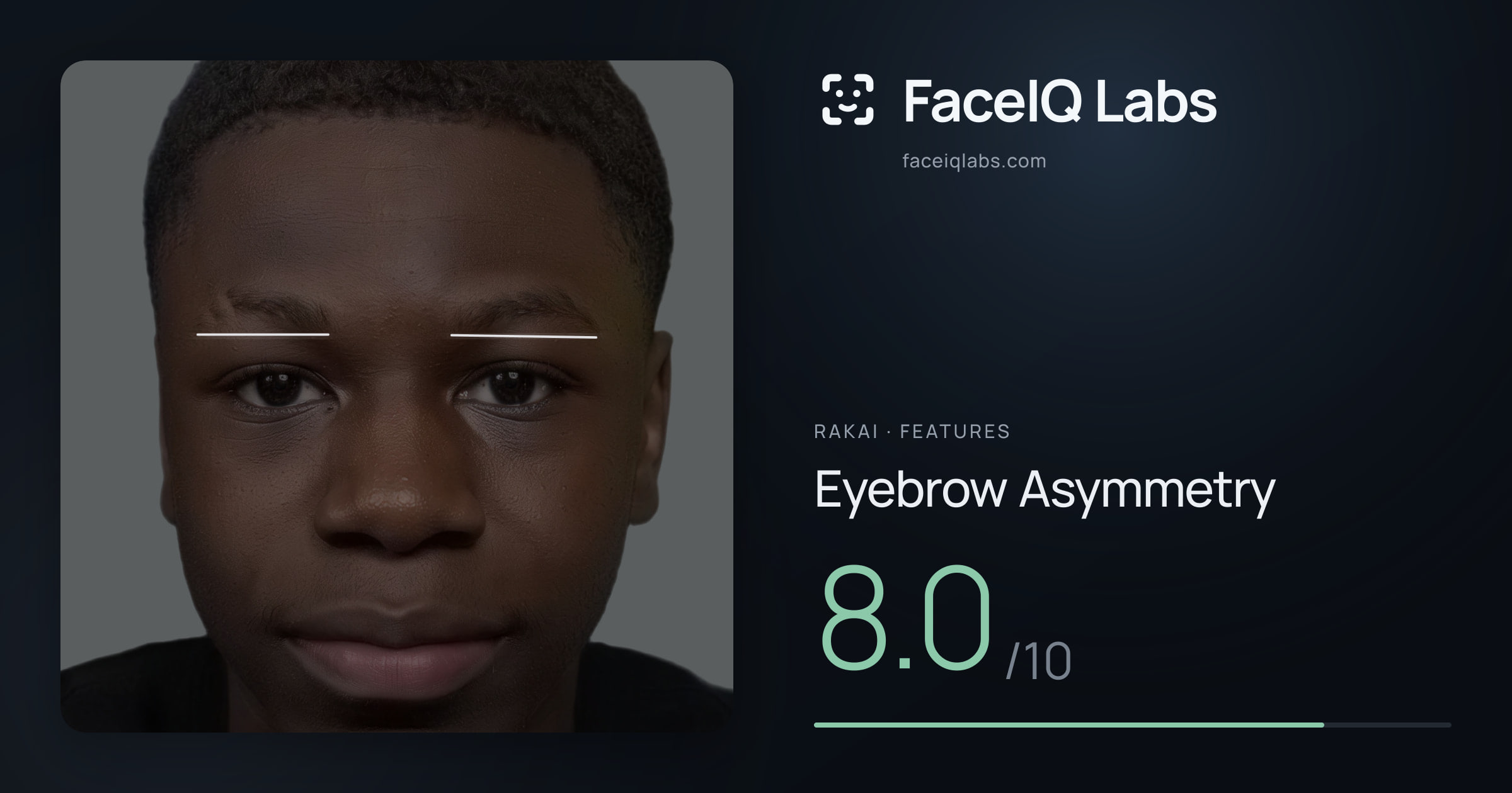 Rakai Eyebrow Asymmetry: 8.0/10, drawn on the photo