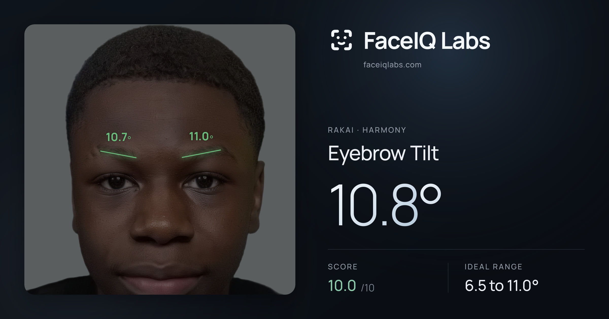 Rakai Eyebrow Tilt: 10.8°, drawn on the photo