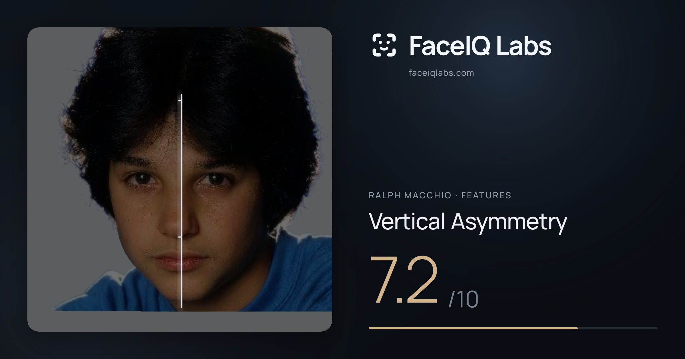 Ralph Macchio Vertical Asymmetry: 7.2/10, drawn on the photo