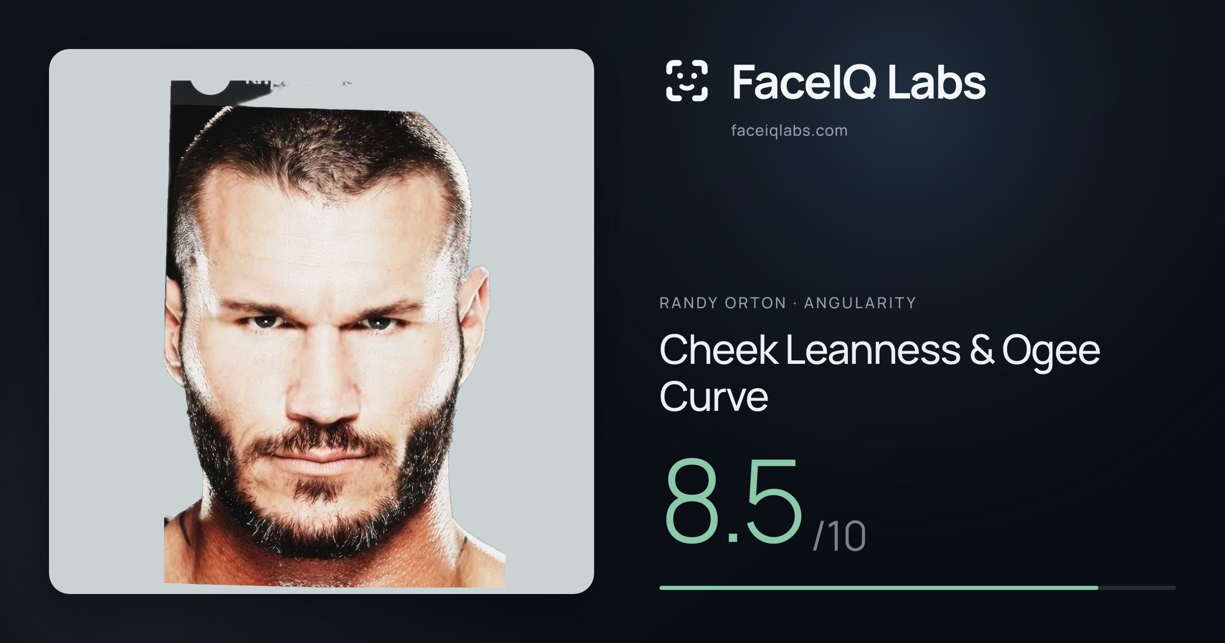 Randy Orton Cheek Leanness & Ogee Curve: 8.5/10, drawn on the photo