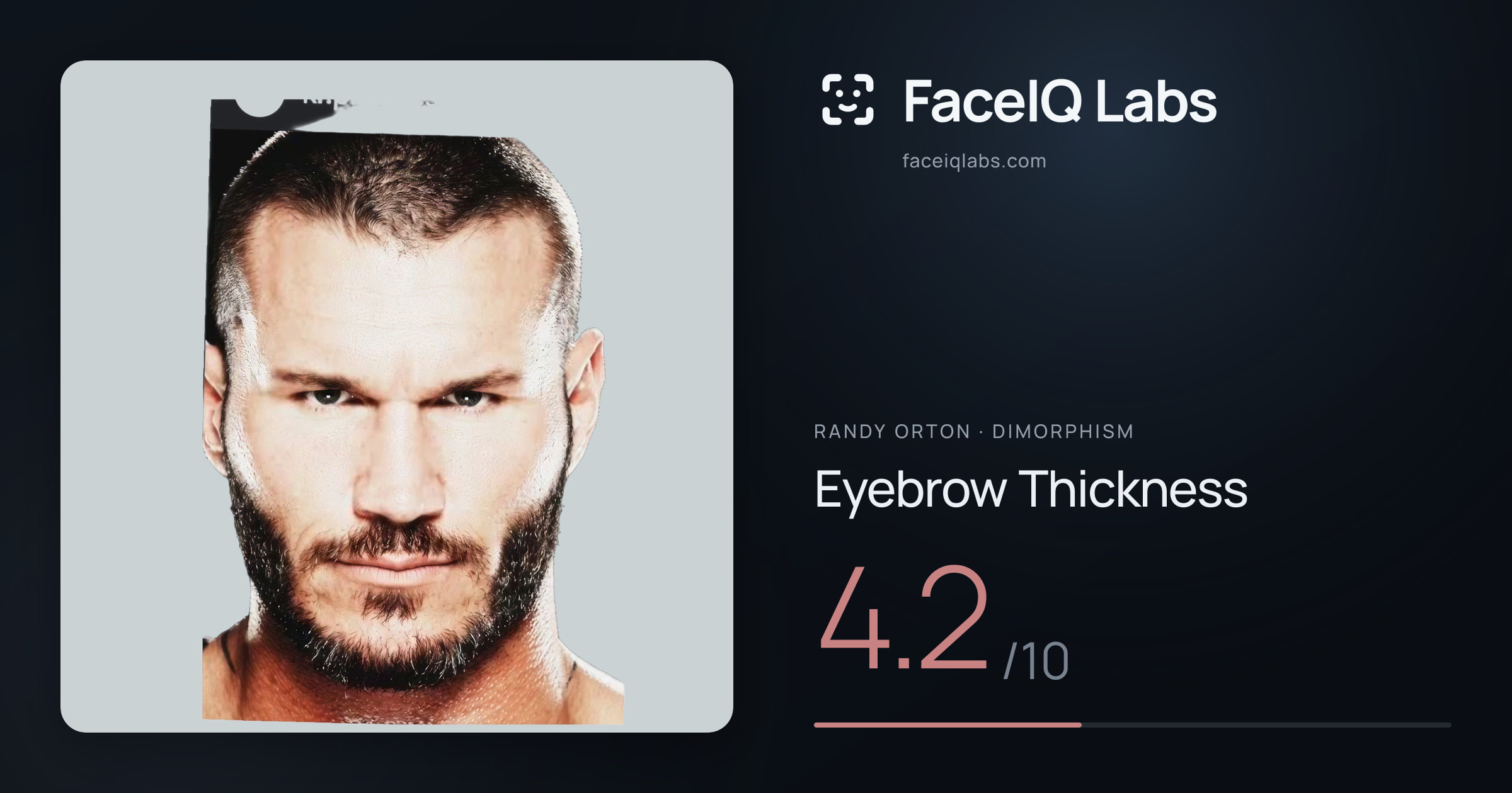 Randy Orton Eyebrow Thickness: 4.2/10, drawn on the photo