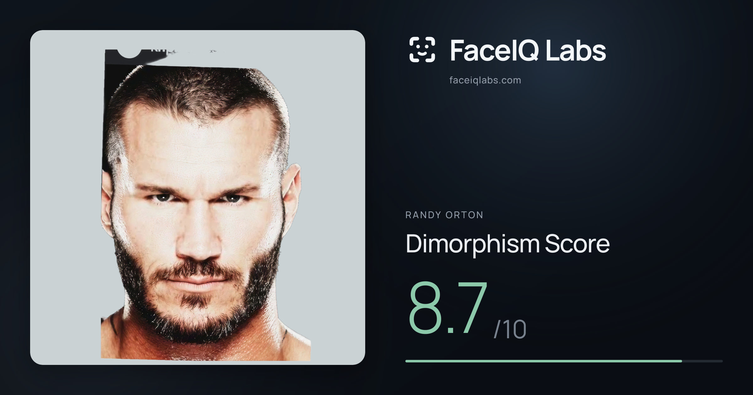 Randy Orton Dimorphism: 8.7/10, with each assessment drawn on the photo
