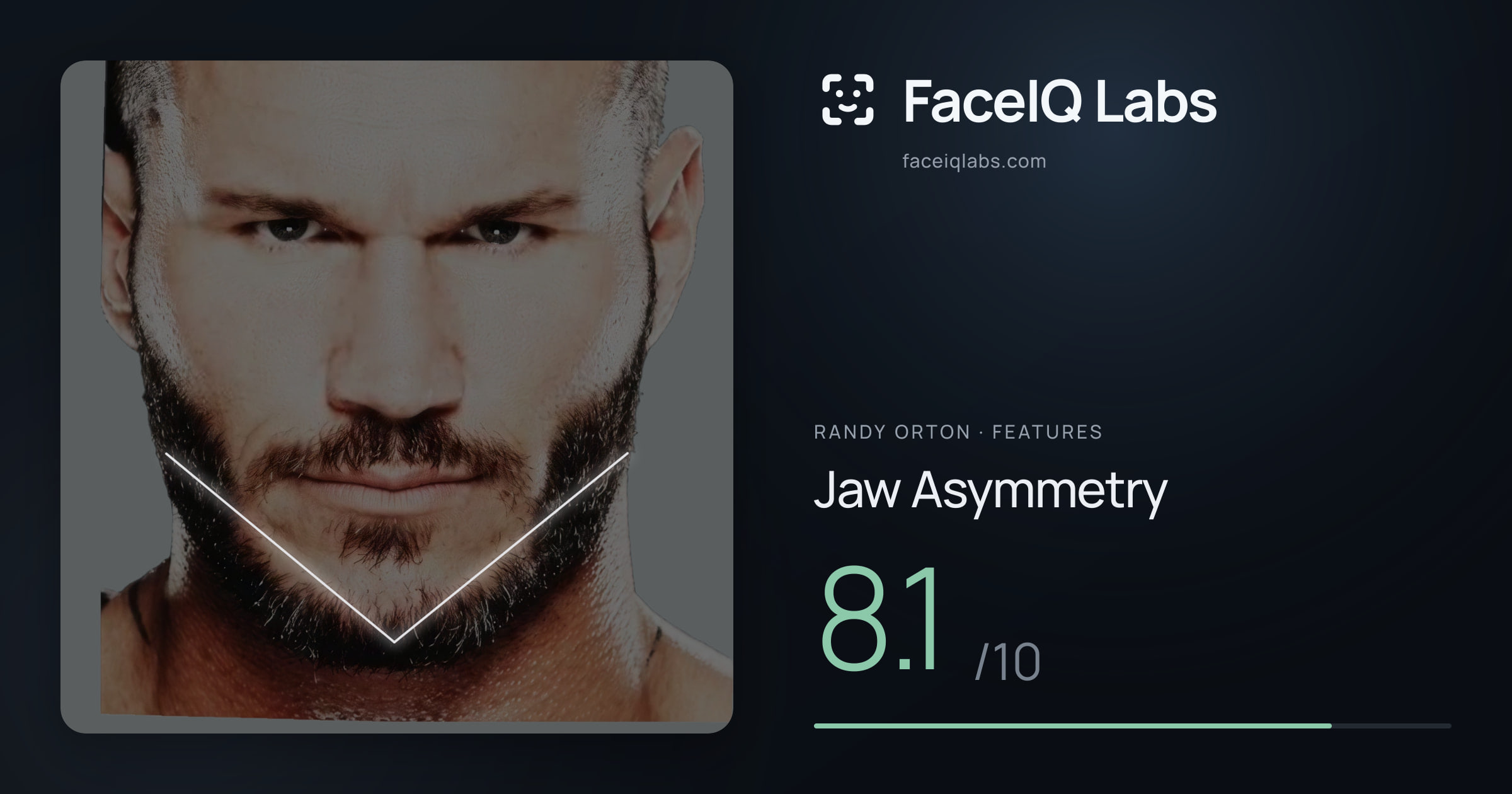 Randy Orton Jaw Asymmetry: 8.1/10, drawn on the photo