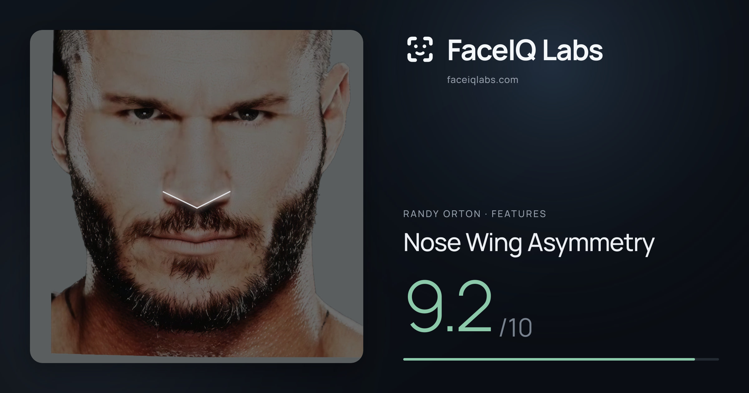 Randy Orton Nose Wing Asymmetry: 9.2/10, drawn on the photo