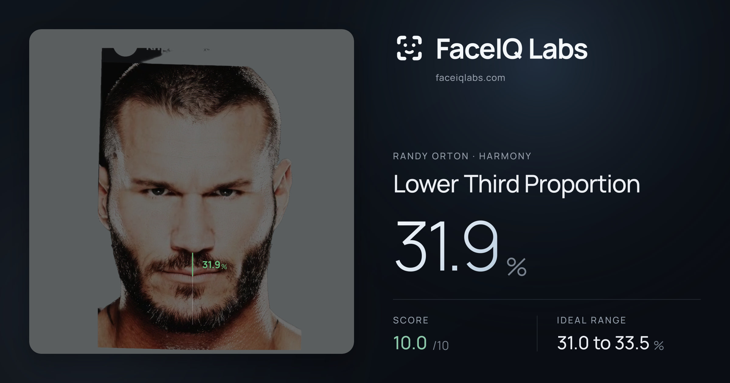 Randy Orton Lower Third Proportion: 31.9%, drawn on the photo