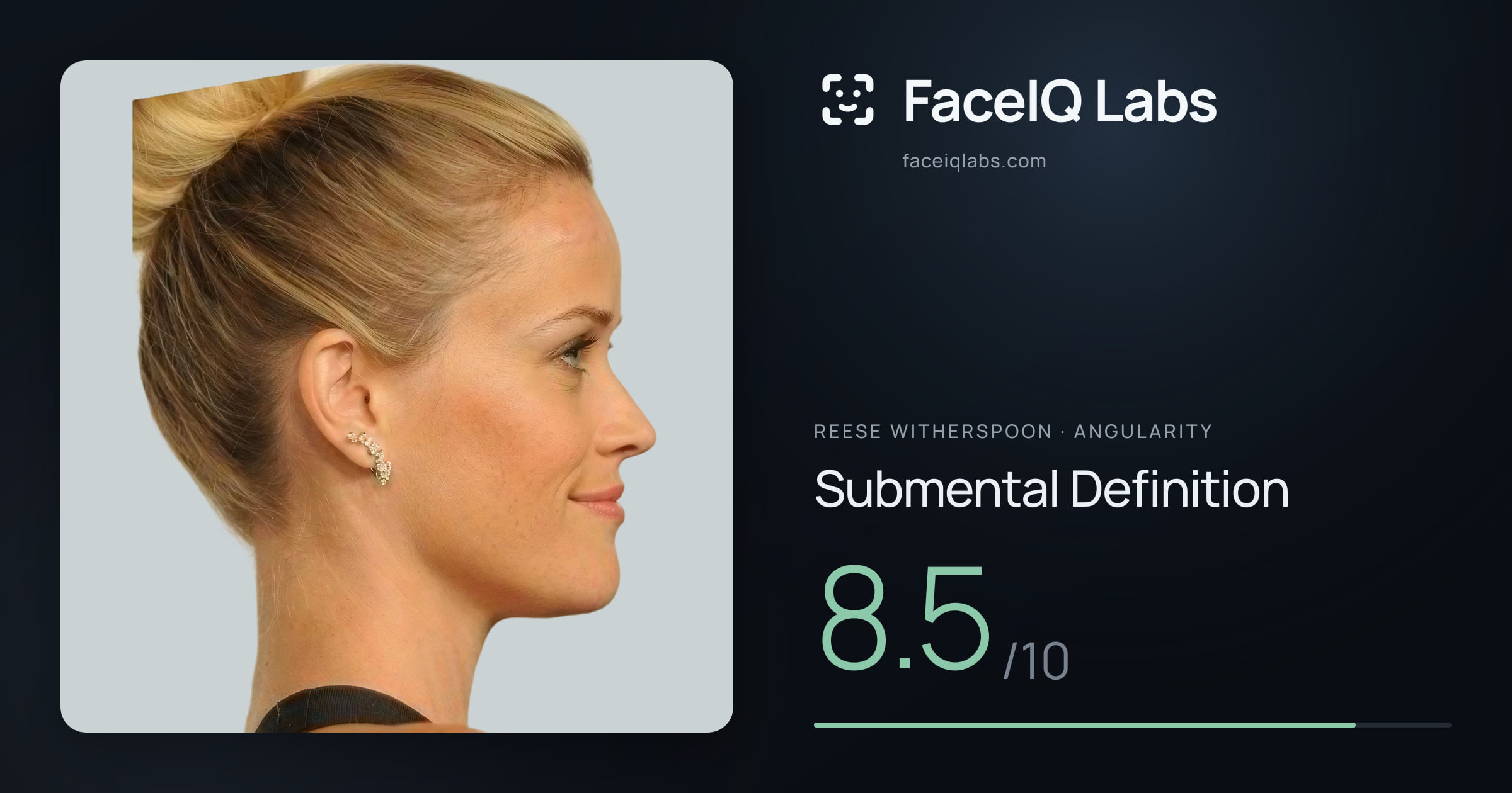 Reese Witherspoon Submental Definition: 8.5/10, drawn on the photo