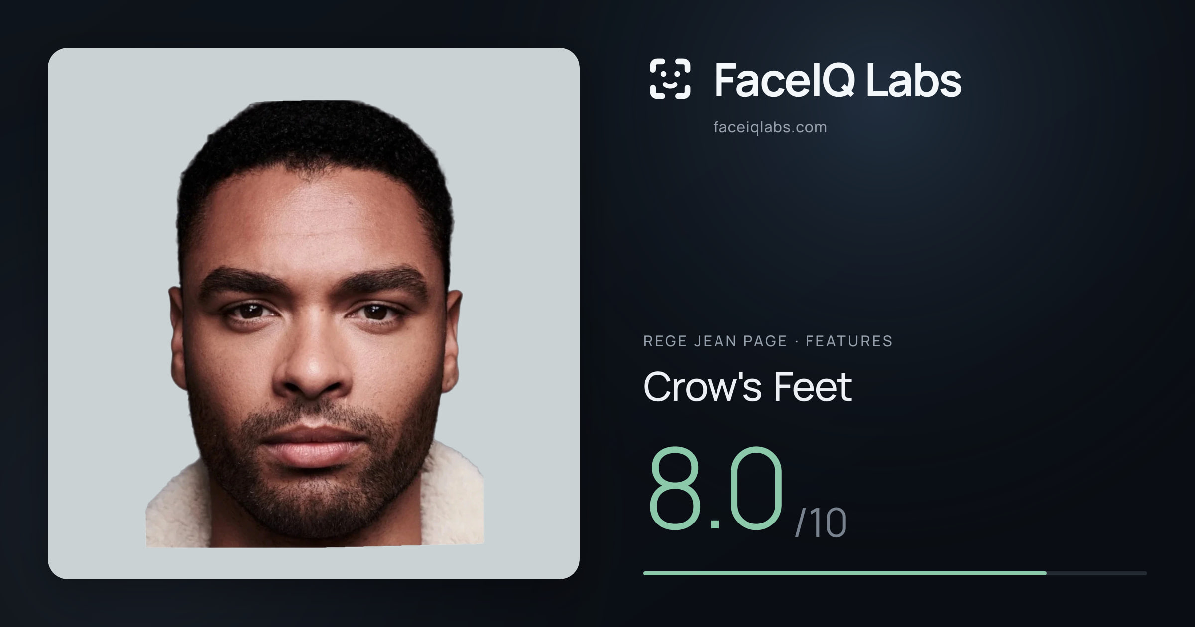 Rege Jean Page Crow's Feet: 8.0/10, drawn on the photo