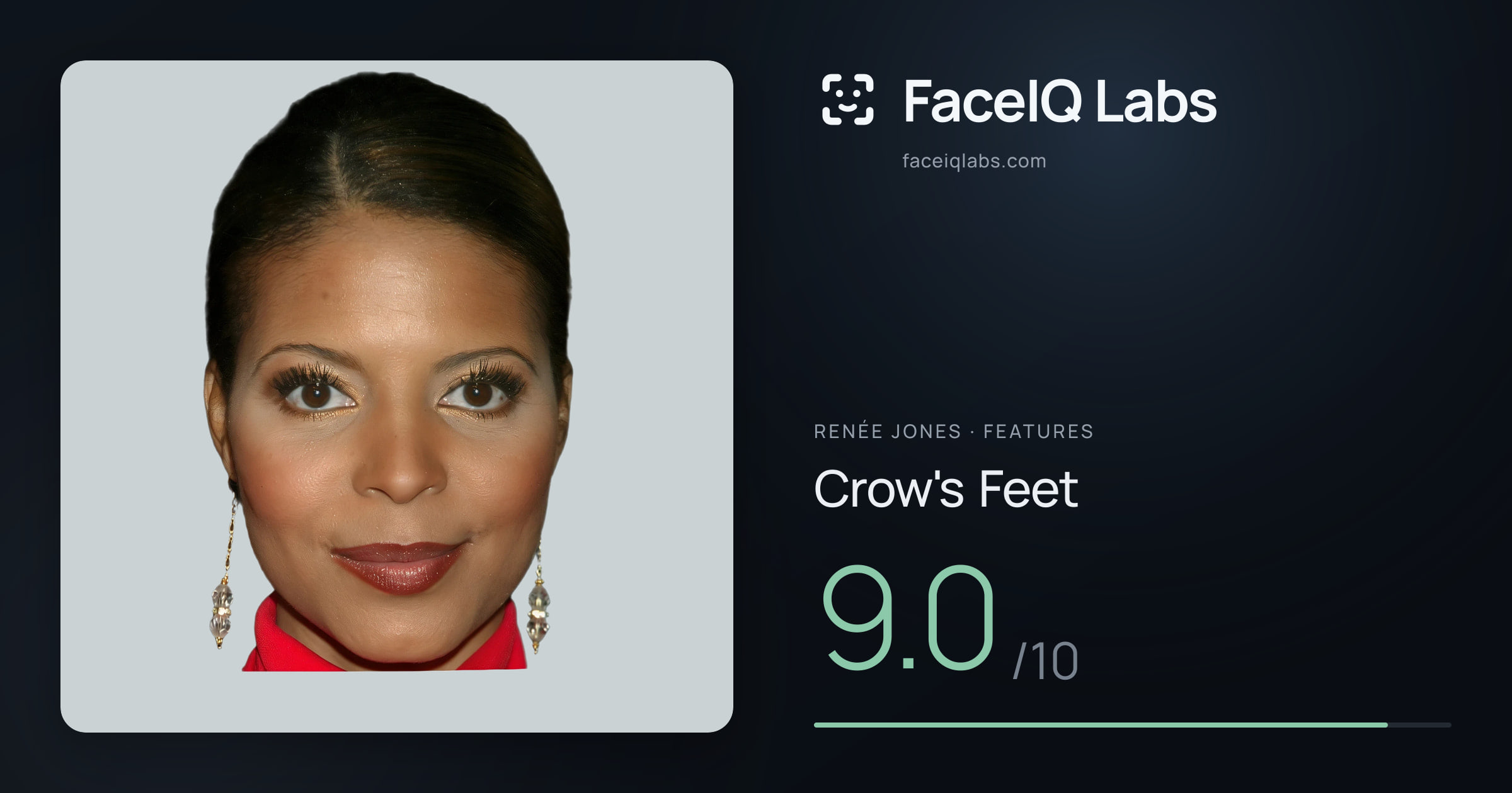 Renée Jones Crow's Feet: 9.0/10, drawn on the photo