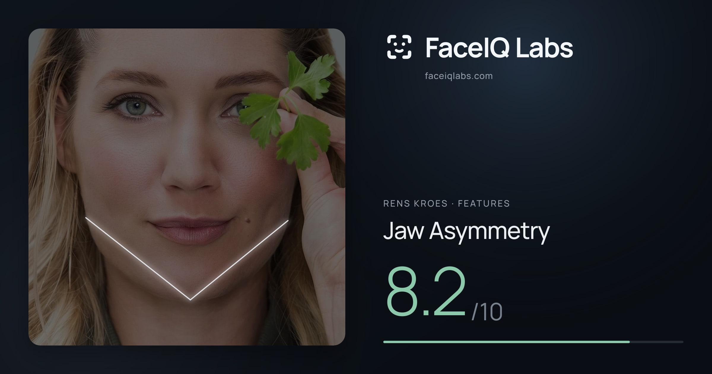 Rens Kroes Jaw Asymmetry: 8.2/10, drawn on the photo