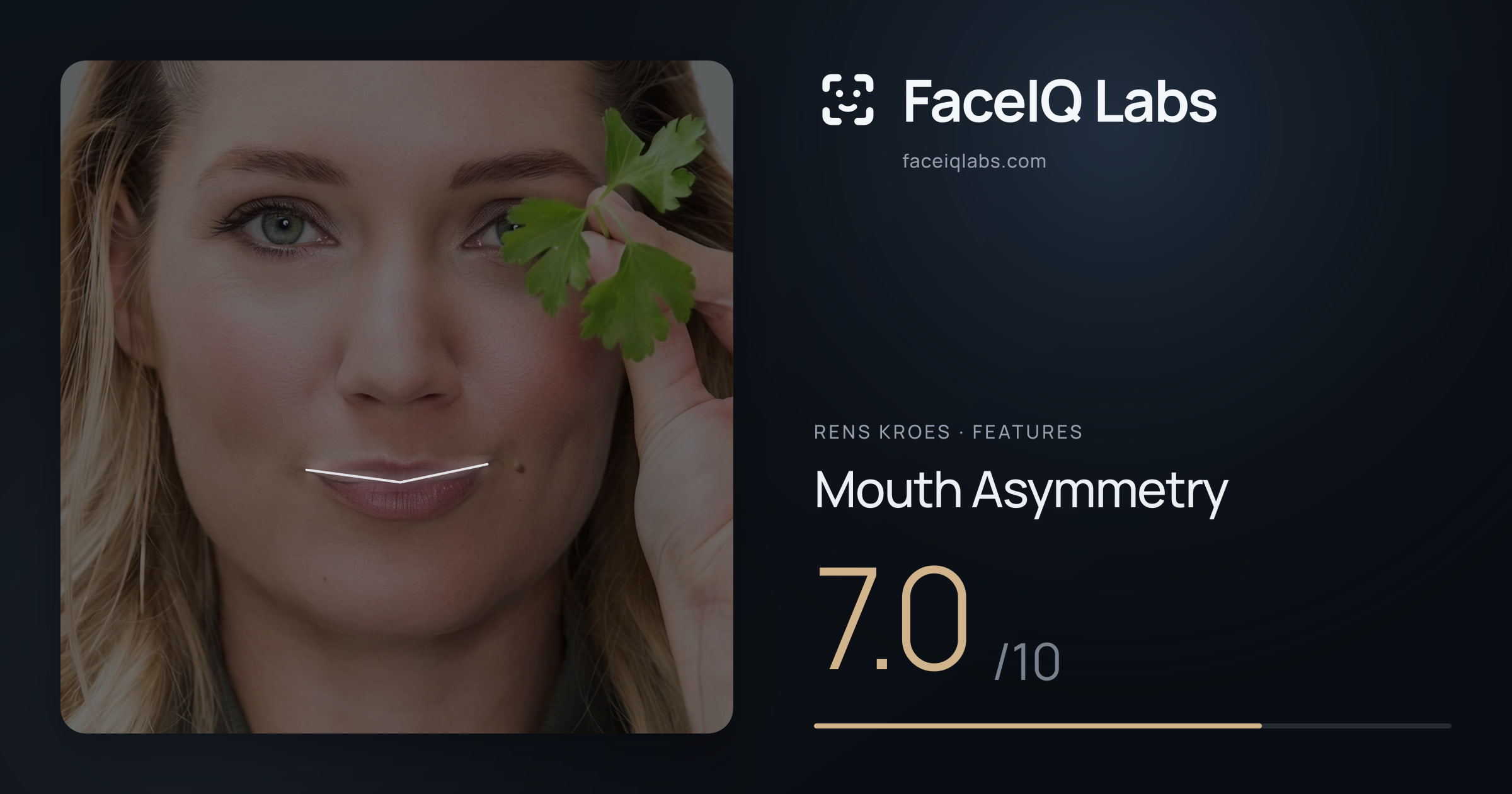 Rens Kroes Mouth Asymmetry: 7.0/10, drawn on the photo