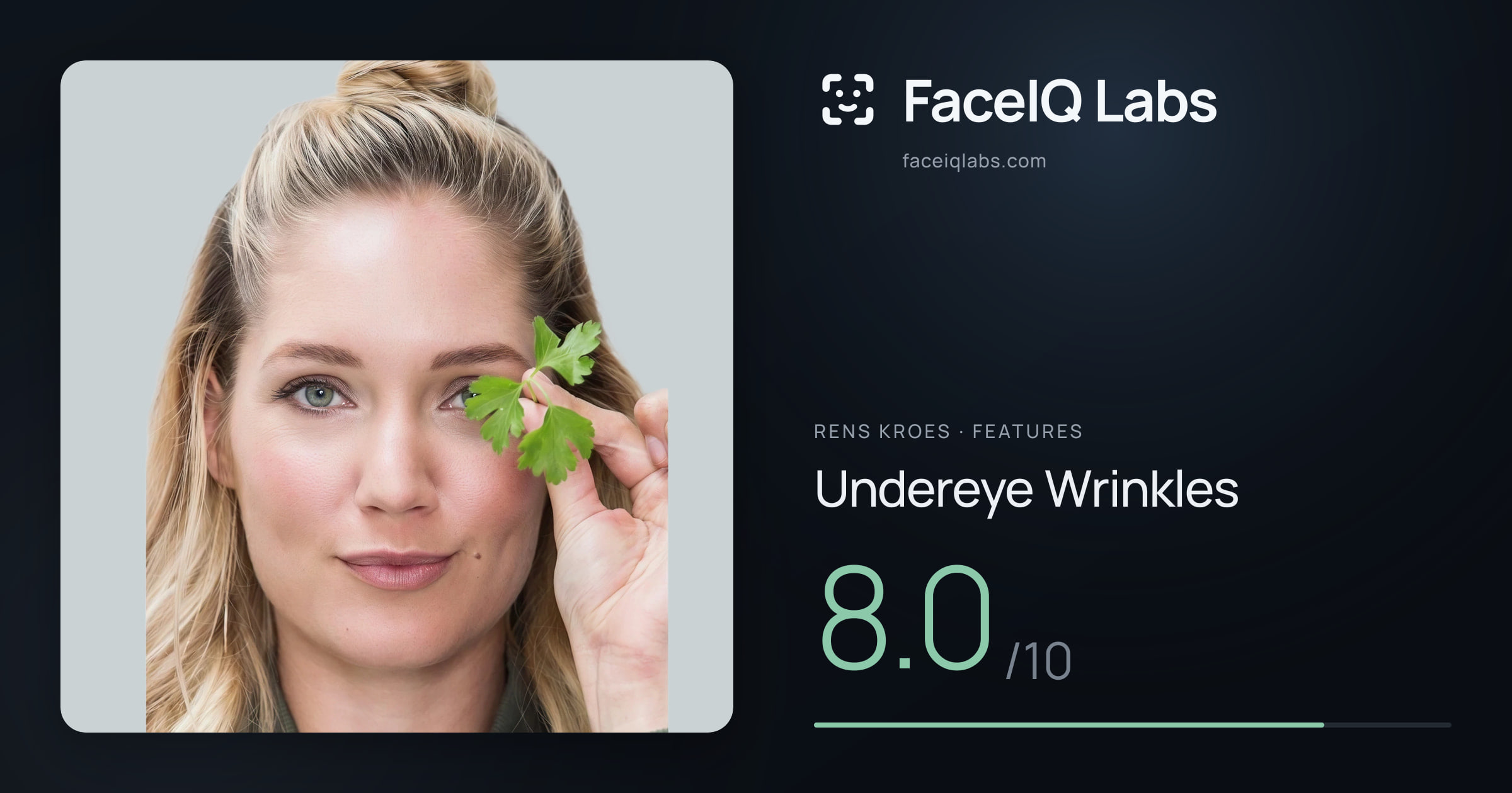 Rens Kroes Undereye Wrinkles: 8.0/10, drawn on the photo