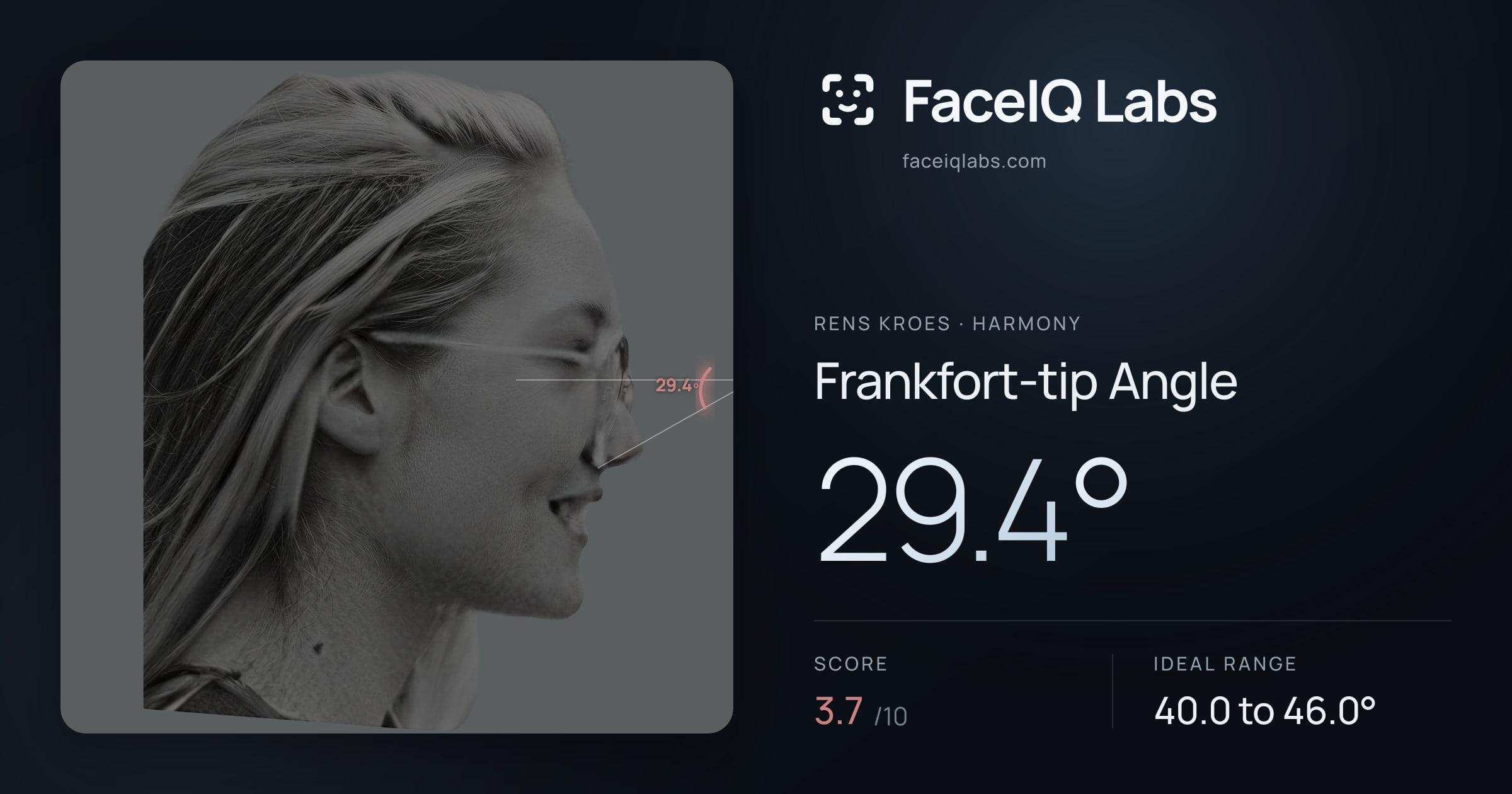Rens Kroes Frankfort-tip Angle: 29.4°, drawn on the photo
