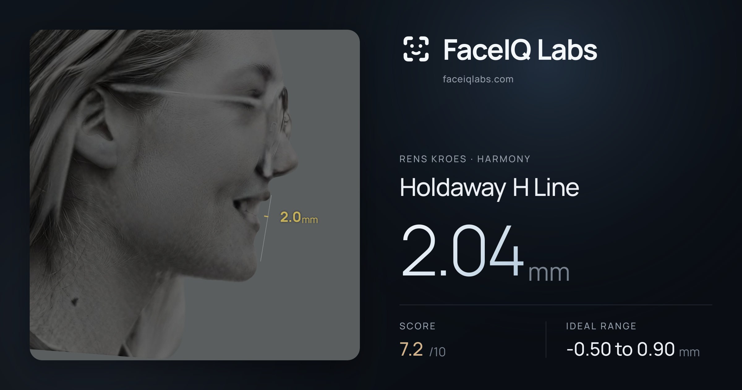 Rens Kroes Holdaway H Line: 2.04mm, drawn on the photo