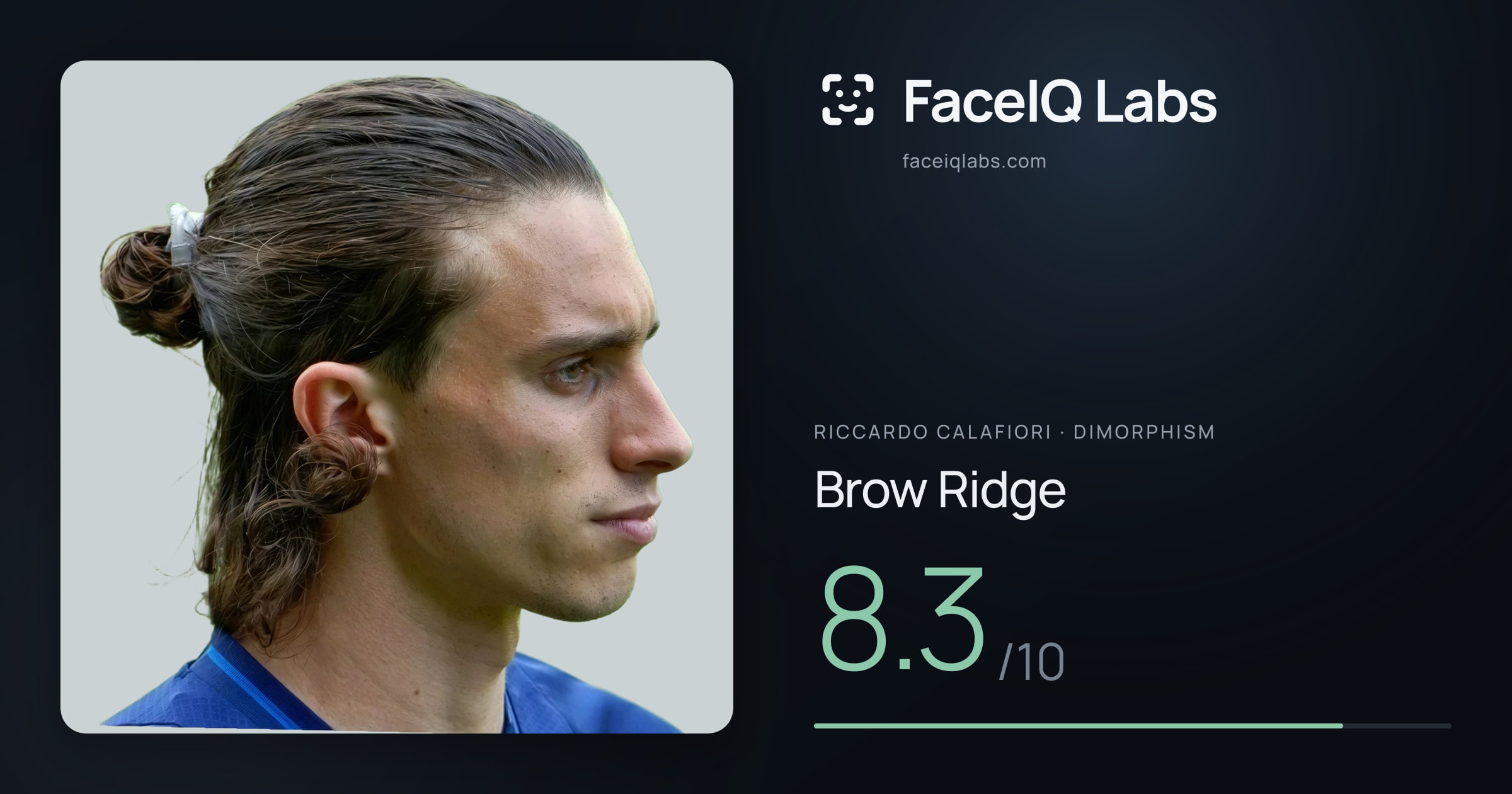 Riccardo Calafiori Brow Ridge: 8.3/10, drawn on the photo