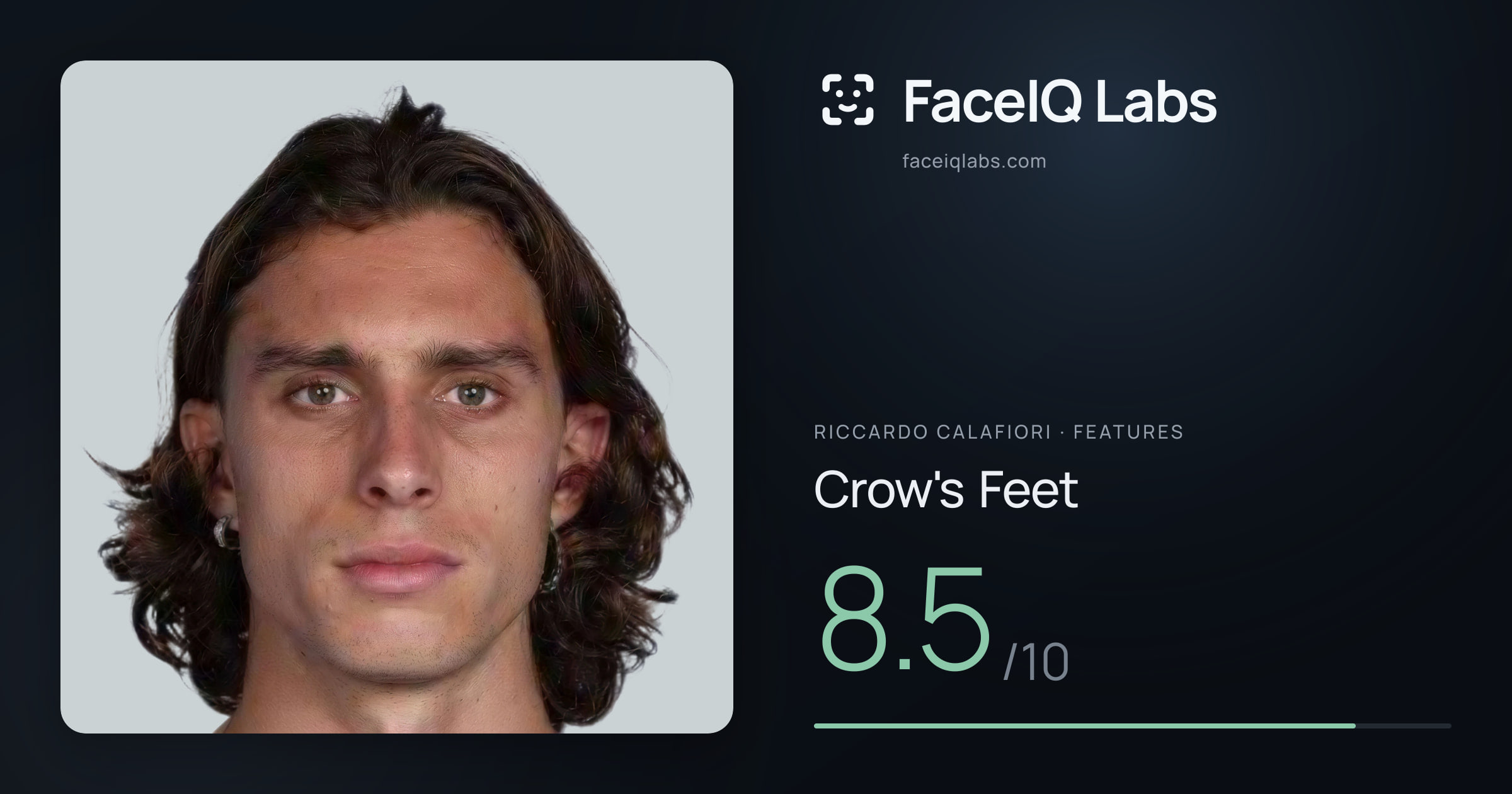 Riccardo Calafiori Crow's Feet: 8.5/10, drawn on the photo