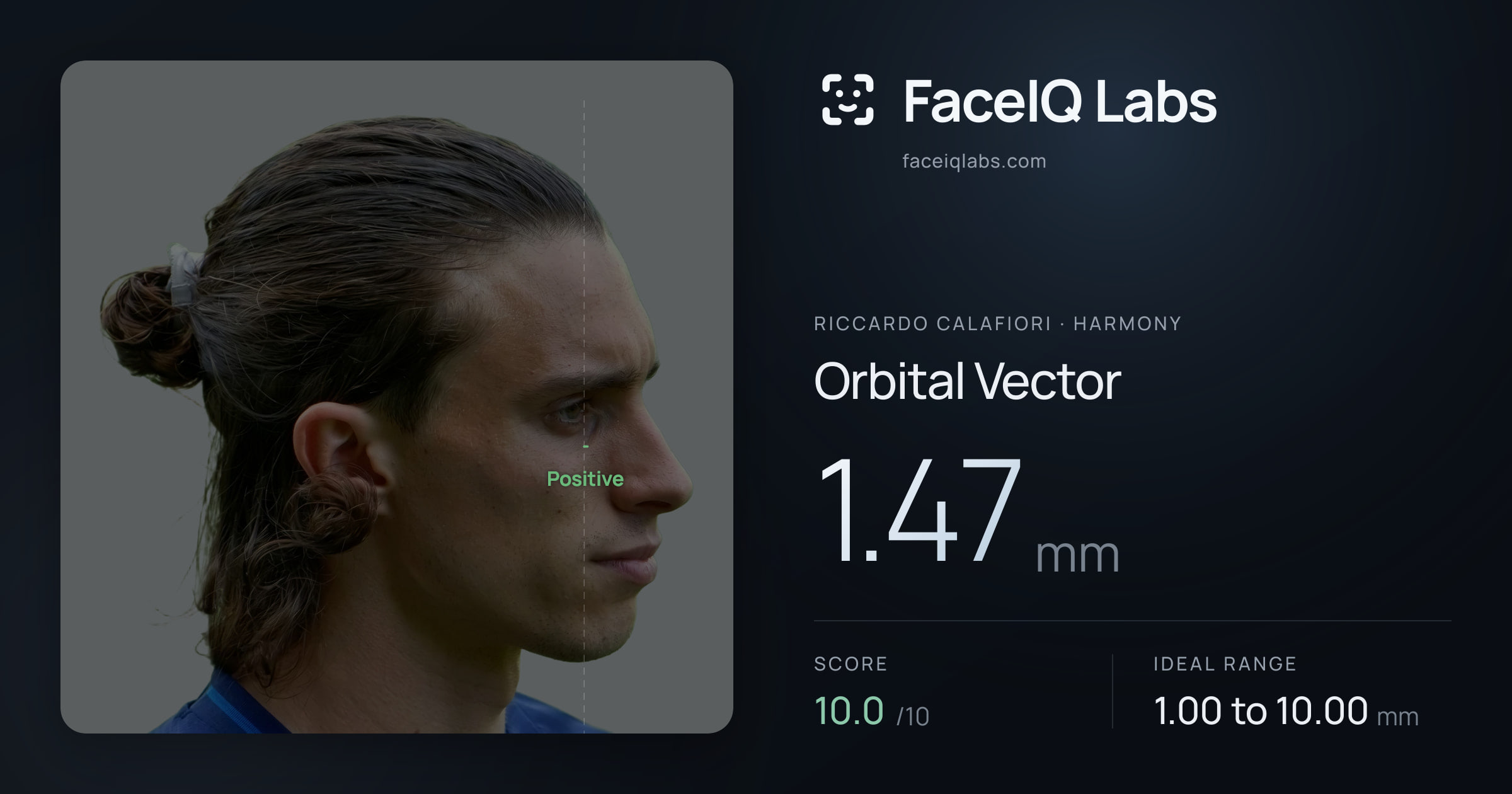 Riccardo Calafiori Orbital Vector: 1.47mm, drawn on the photo