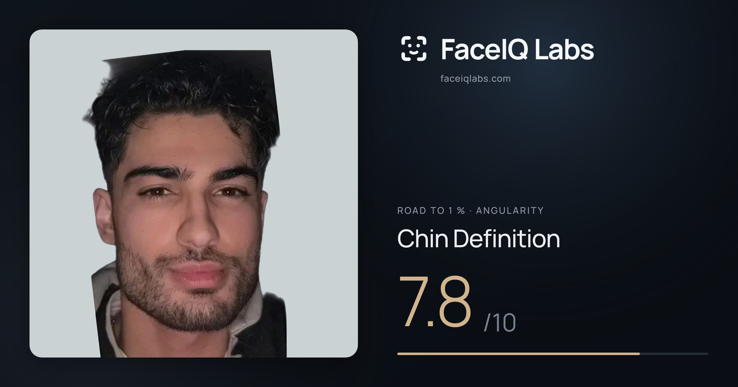 Road To 1 % Chin Definition: 7.8/10, drawn on the photo