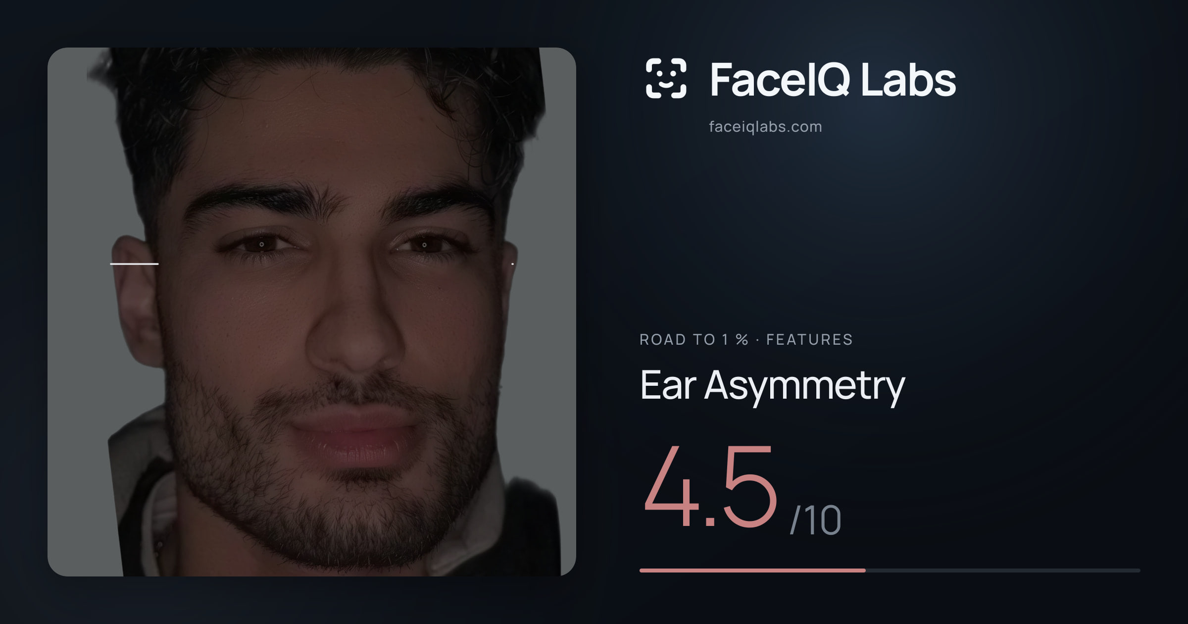 Road To 1 % Ear Asymmetry: 4.5/10, drawn on the photo