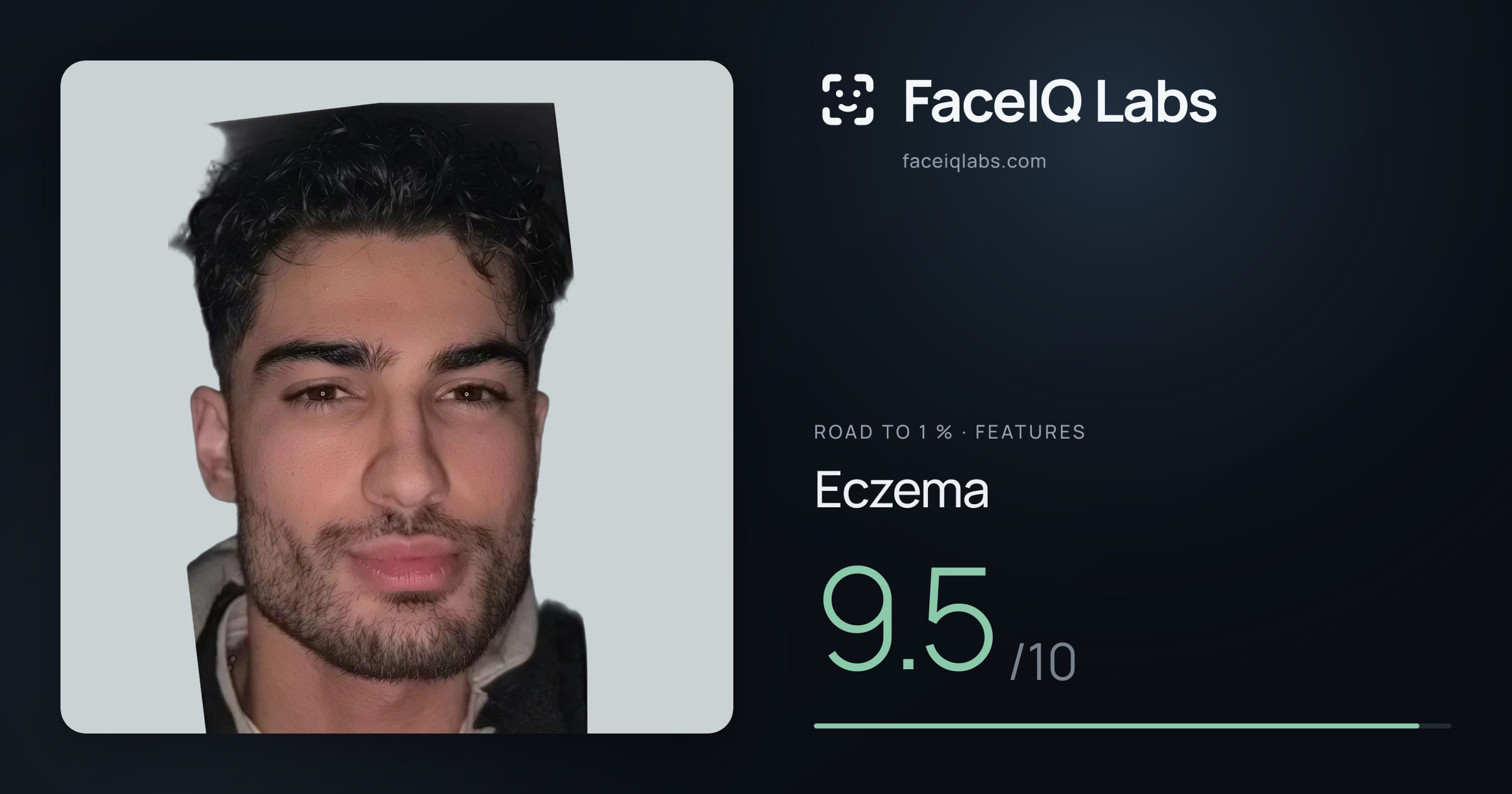 Road To 1 % Eczema: 9.5/10, drawn on the photo
