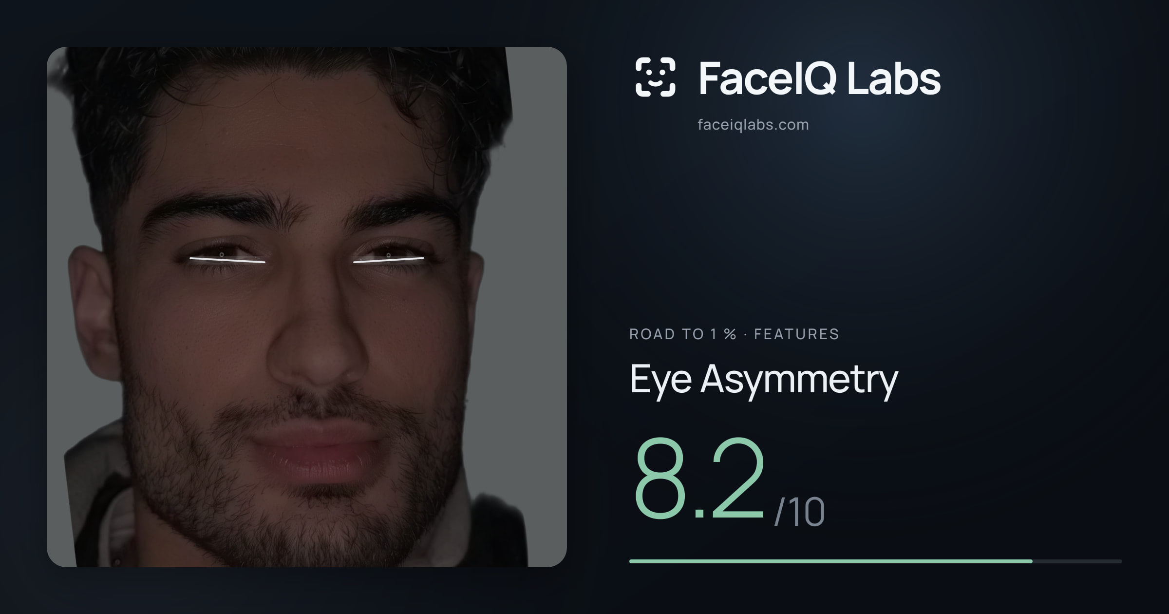 Road To 1 % Eye Asymmetry: 8.2/10, drawn on the photo
