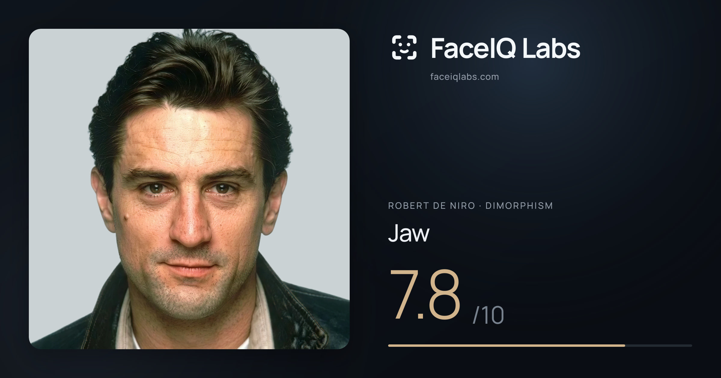 Robert De Niro Jaw: 7.8/10, drawn on the photo